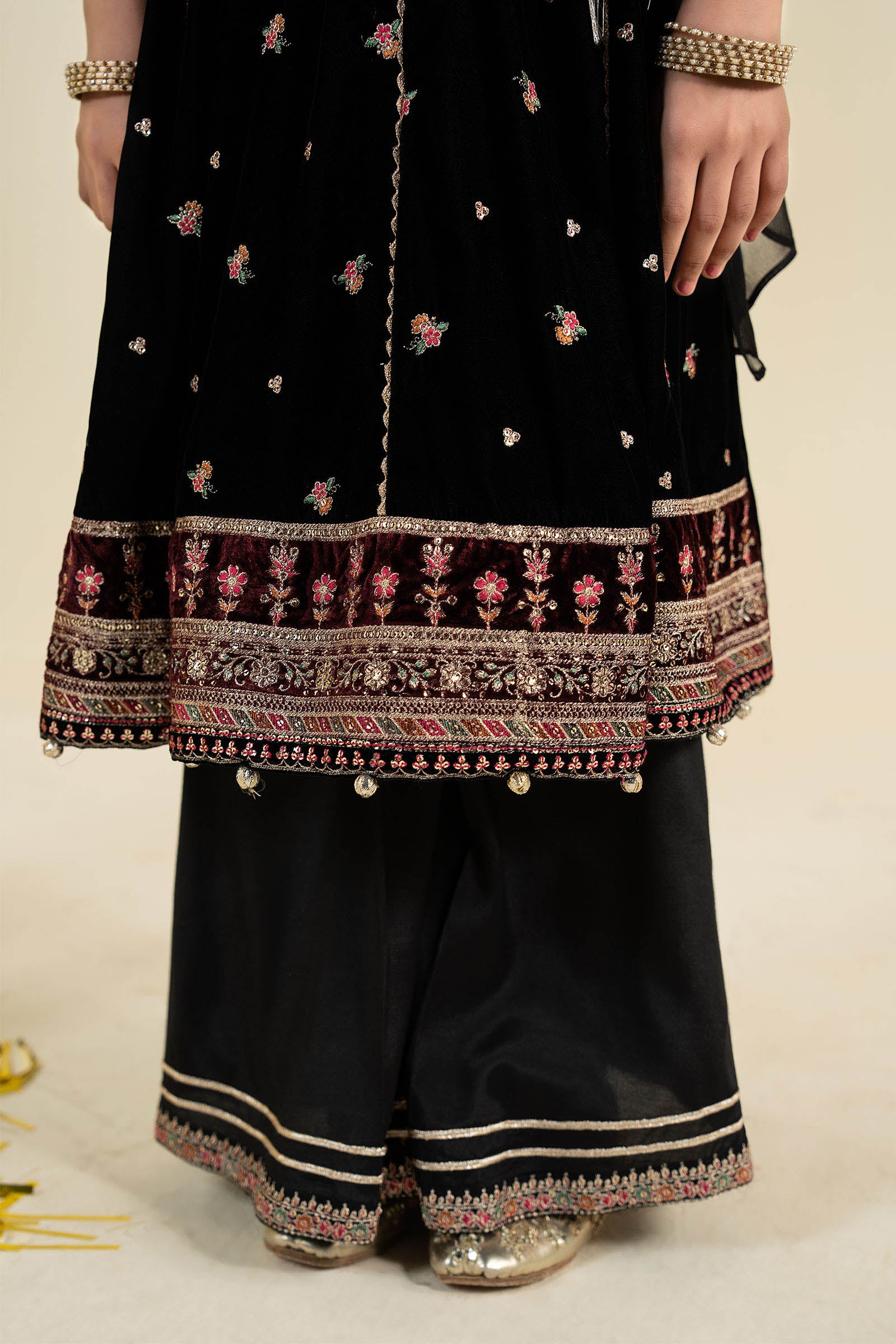 3 Piece Embroidered Velvet Suit