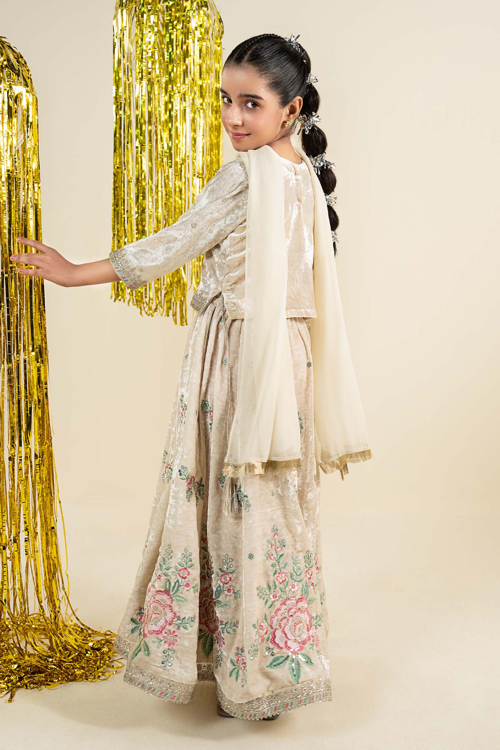 3 Piece Embroidered Velvet Suit