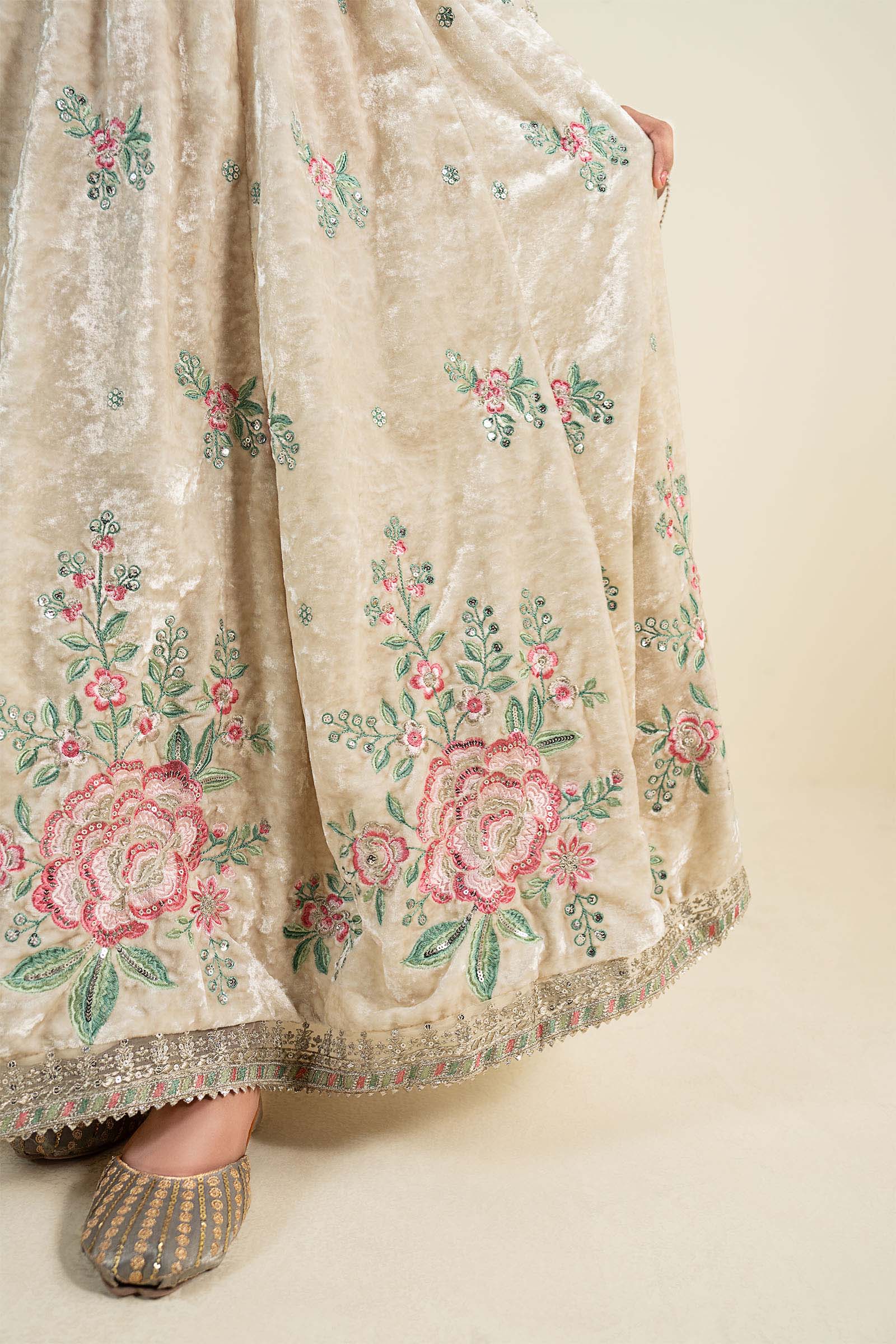 3 Piece Embroidered Velvet Suit