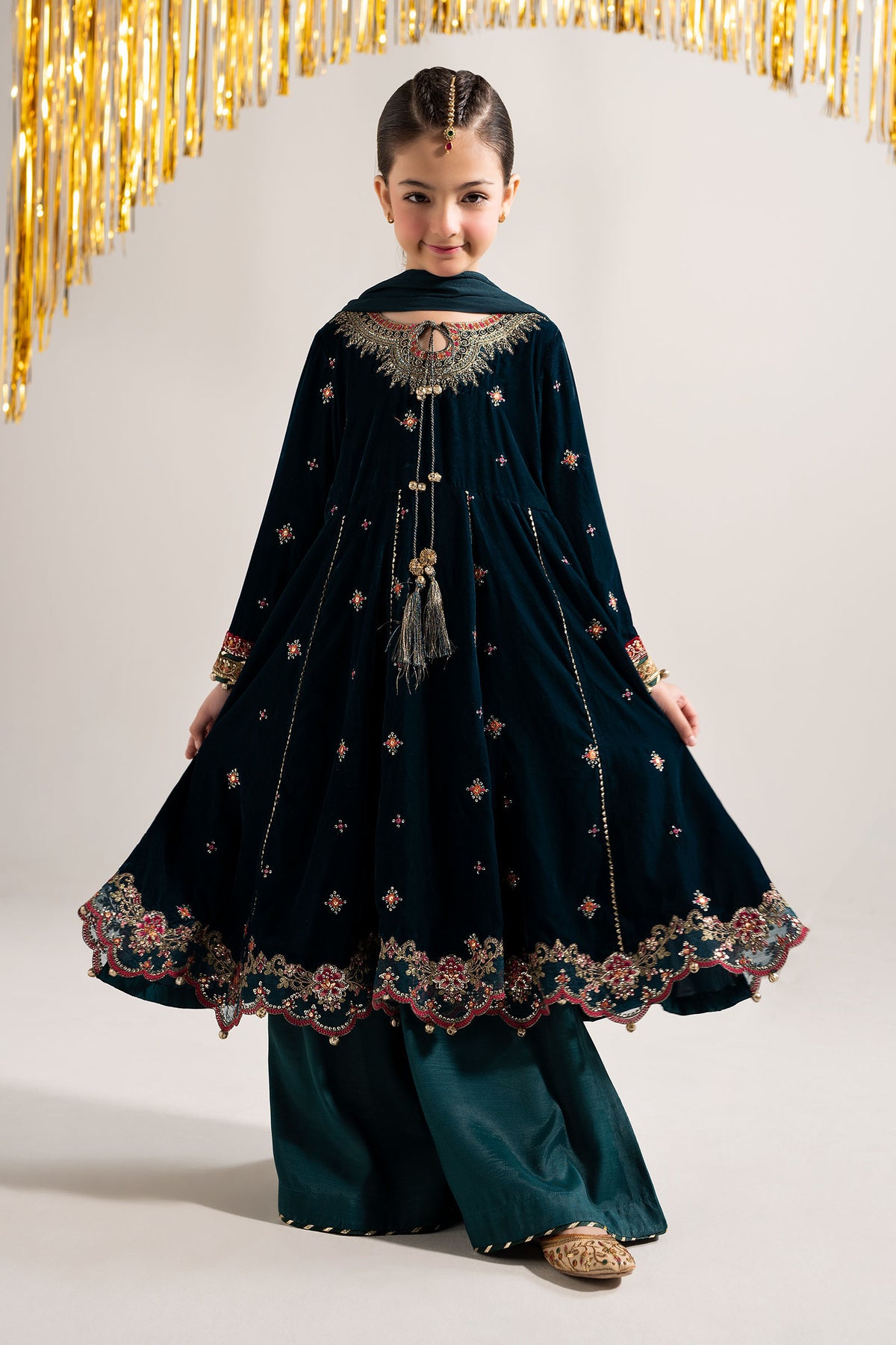 3 Piece Embroidered Velvet Suit