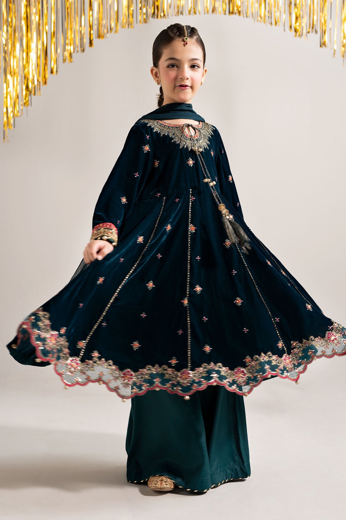 3 Piece Embroidered Velvet Suit