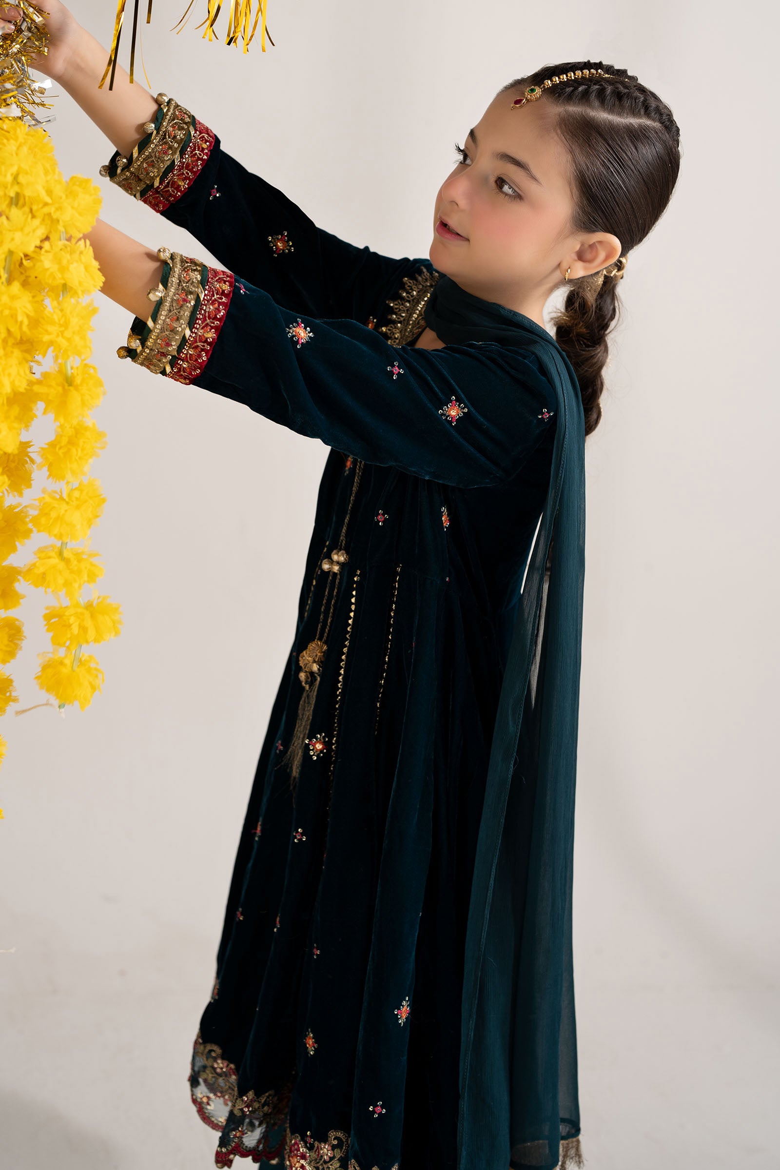 3 Piece Embroidered Velvet Suit