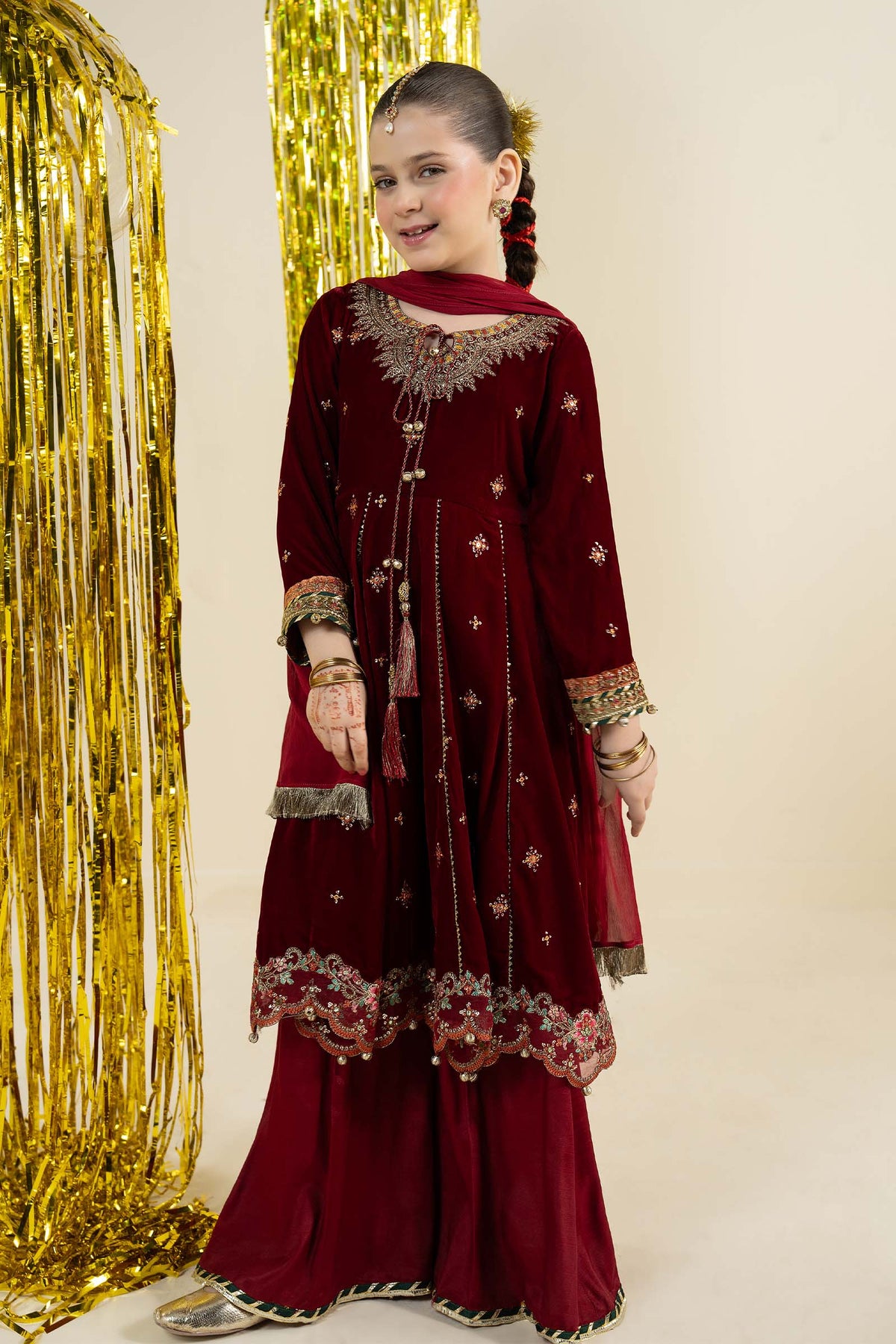 3 Piece Embroidered Velvet Suit