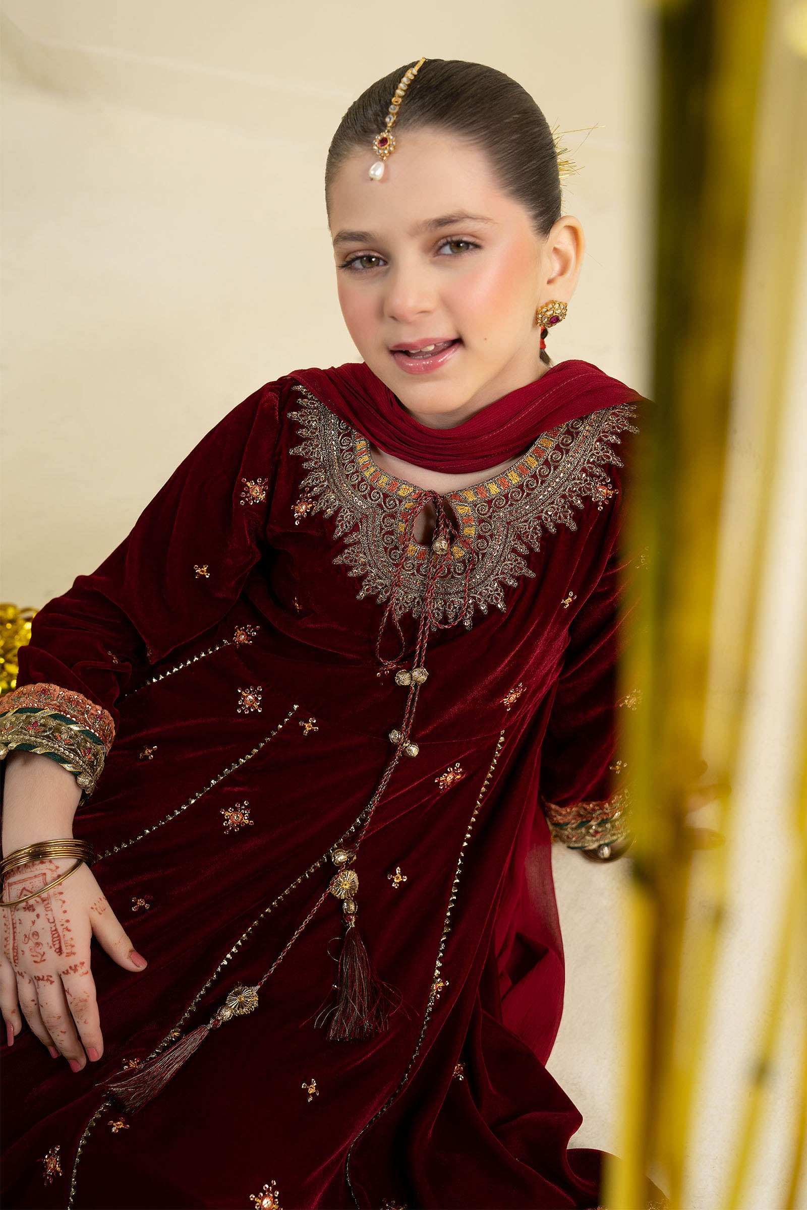 3 Piece Embroidered Velvet Suit