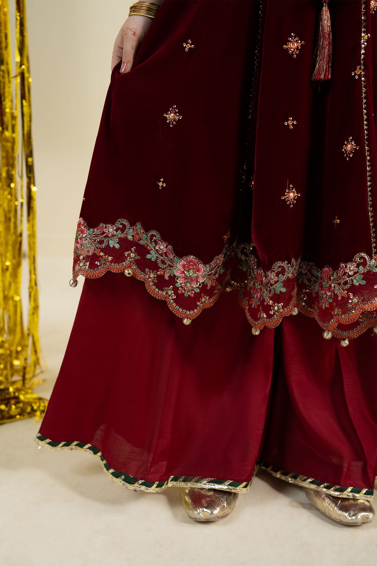 3 Piece Embroidered Velvet Suit