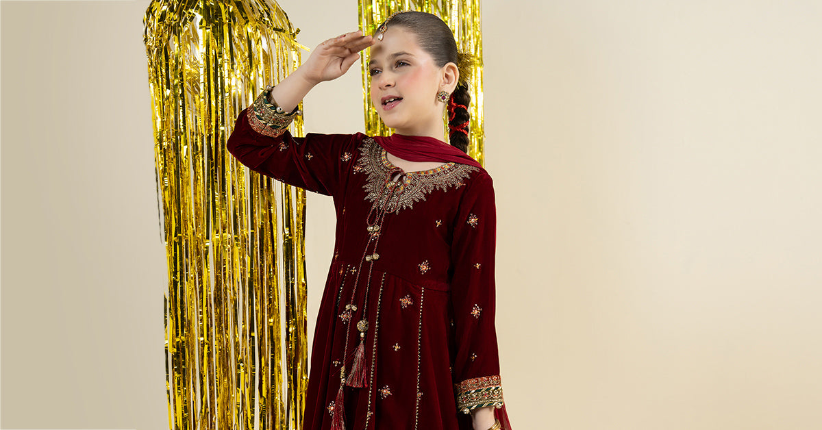 3 Piece Embroidered Velvet Suit