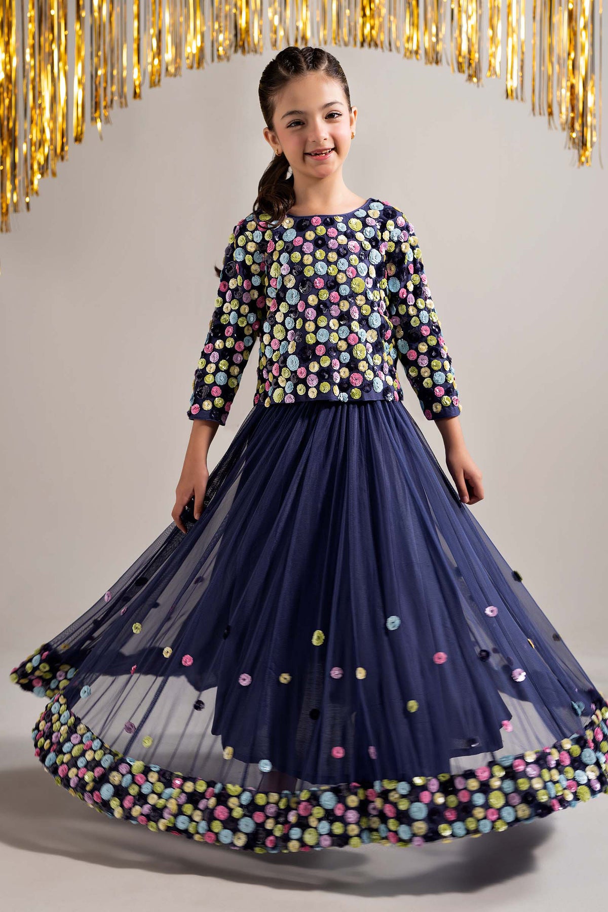 2 Piece Embroidered Net Suit