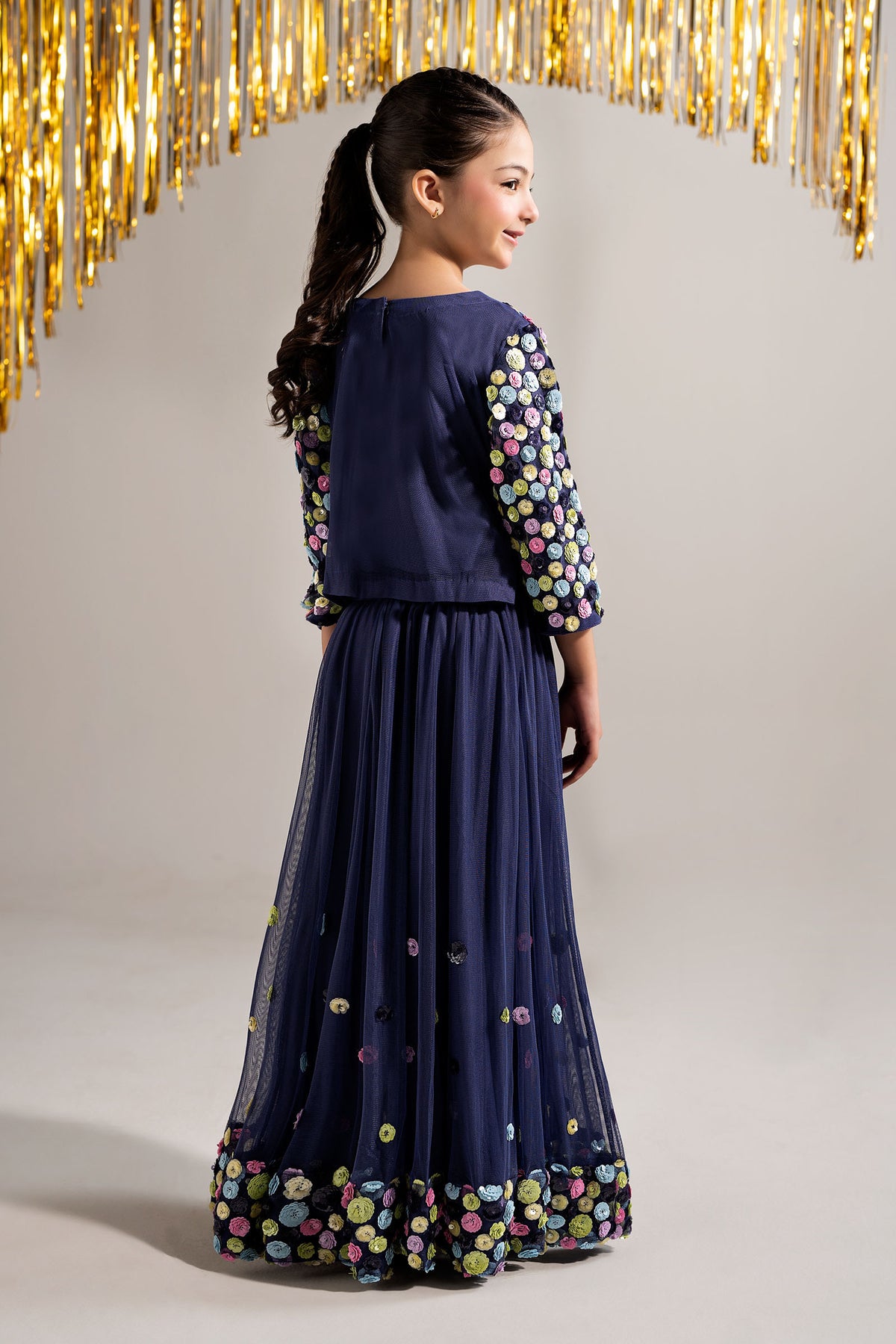 2 Piece Embroidered Net Suit