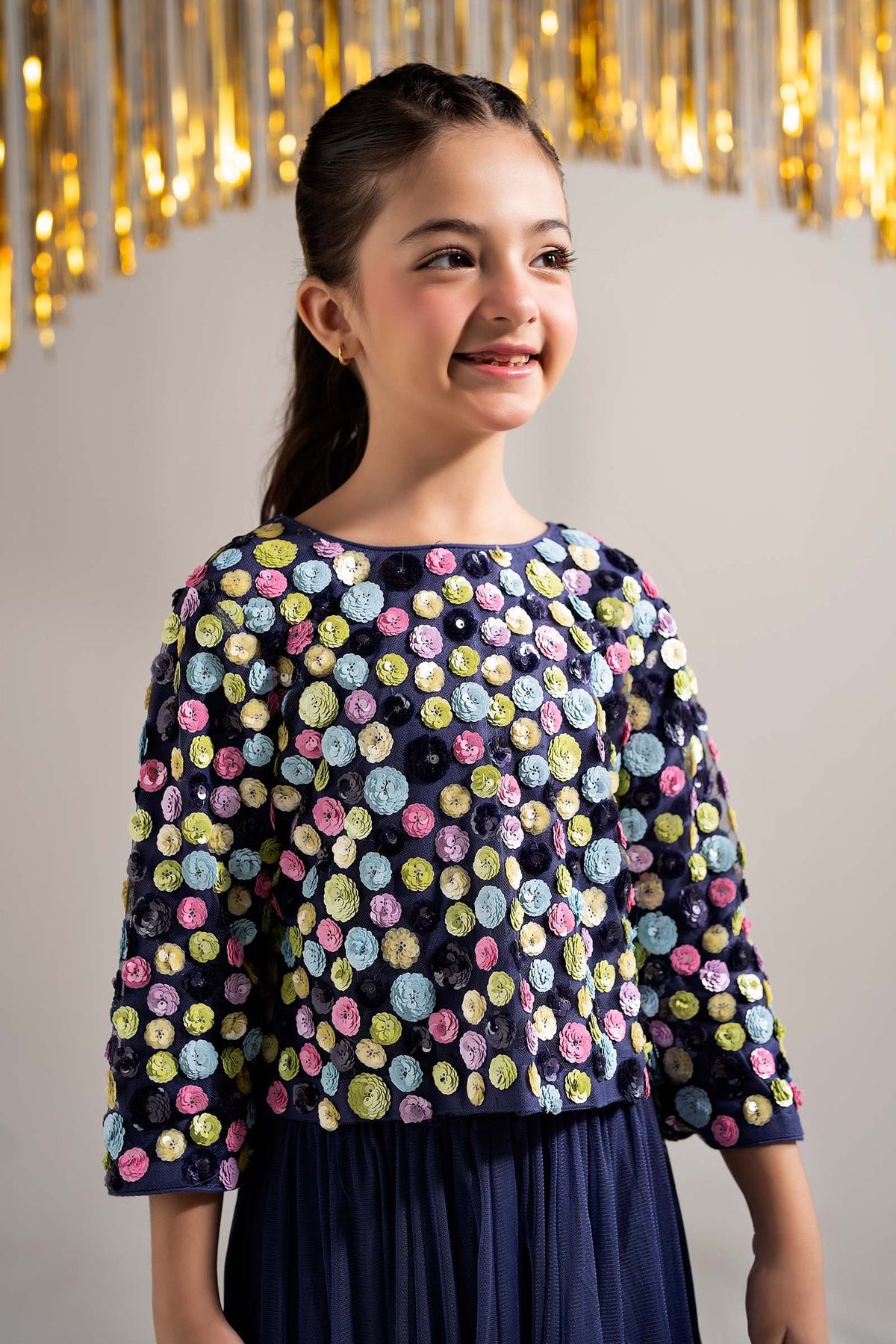 2 Piece Embroidered Net Suit