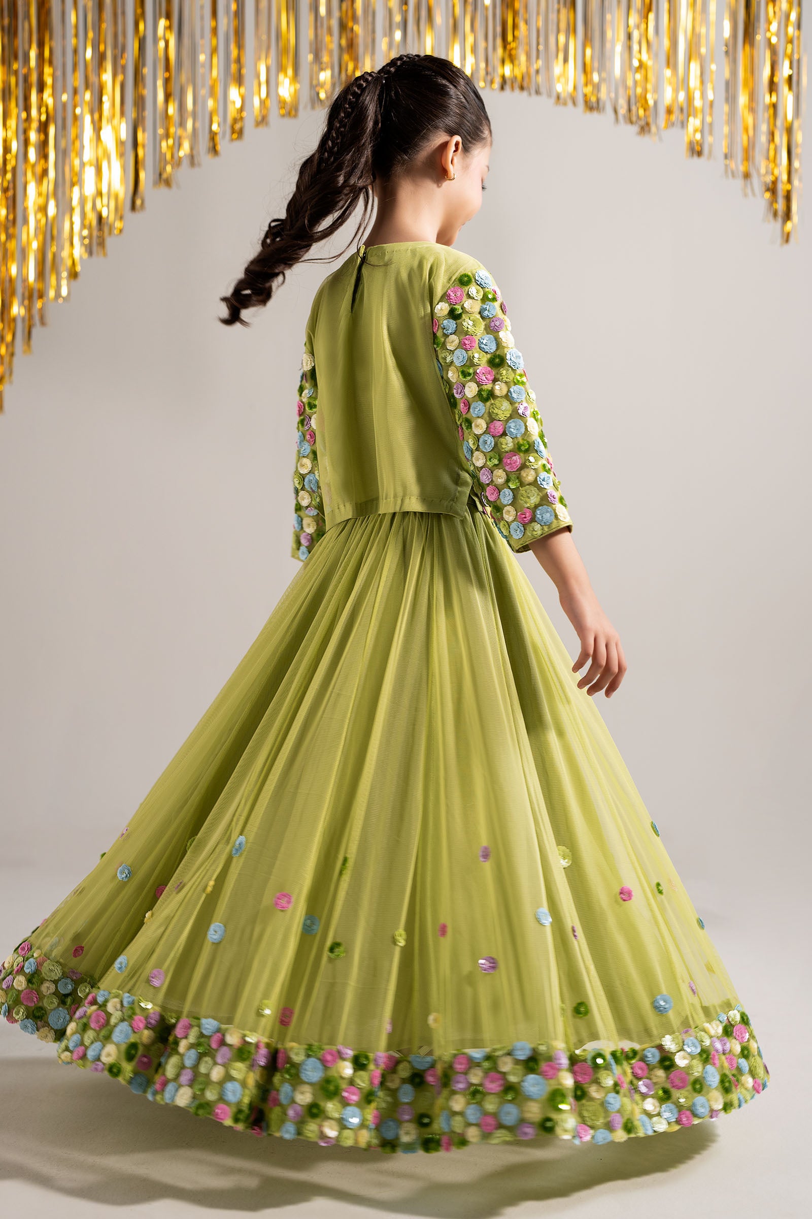 2 Piece Embroidered Net Suit