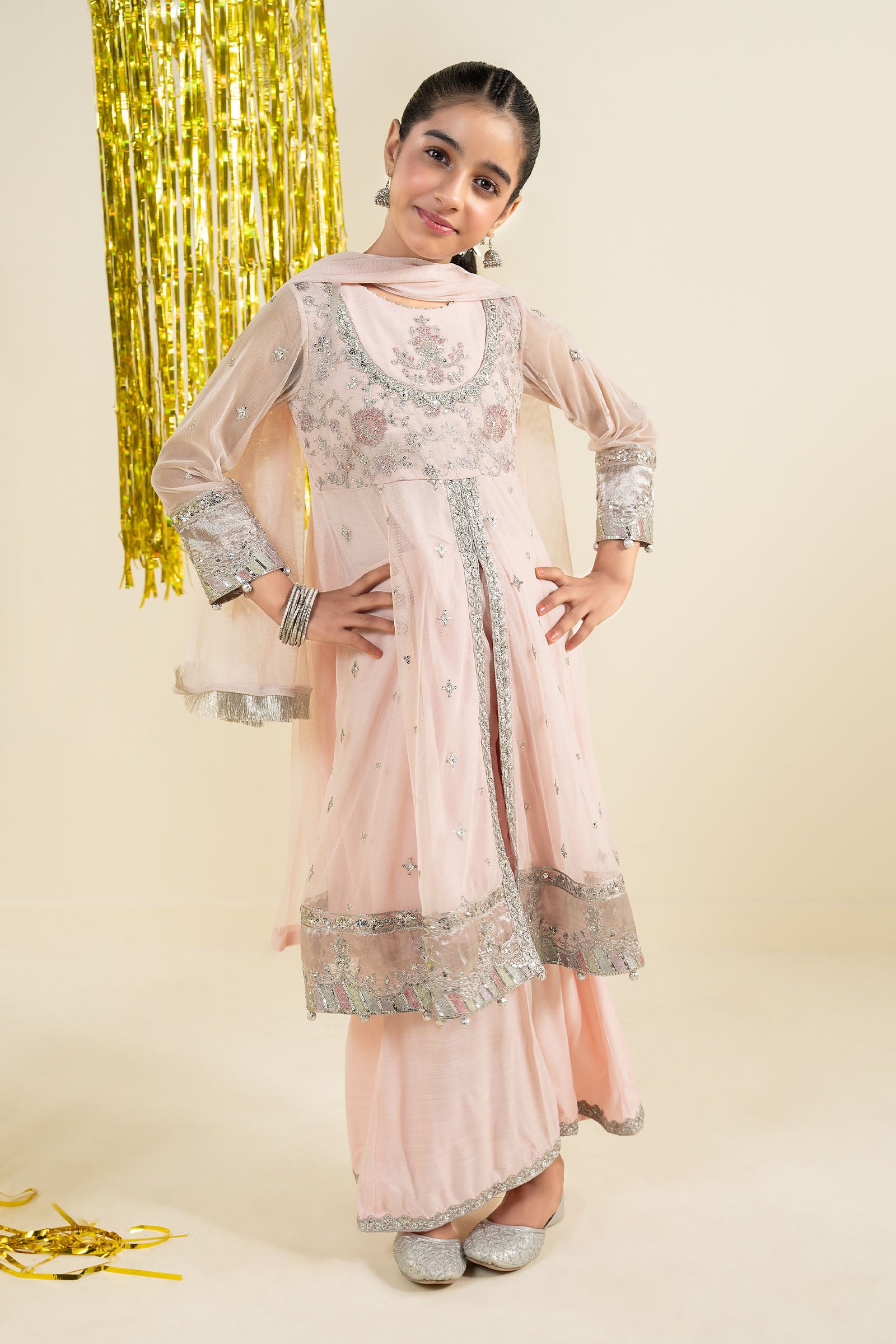 3 Piece Embroidered Net Suit