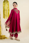 3 Piece Embroidered Satin Suit