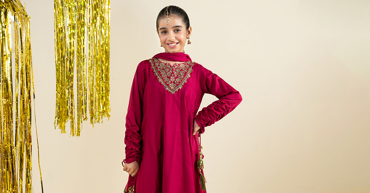 3 Piece Embroidered Satin Suit