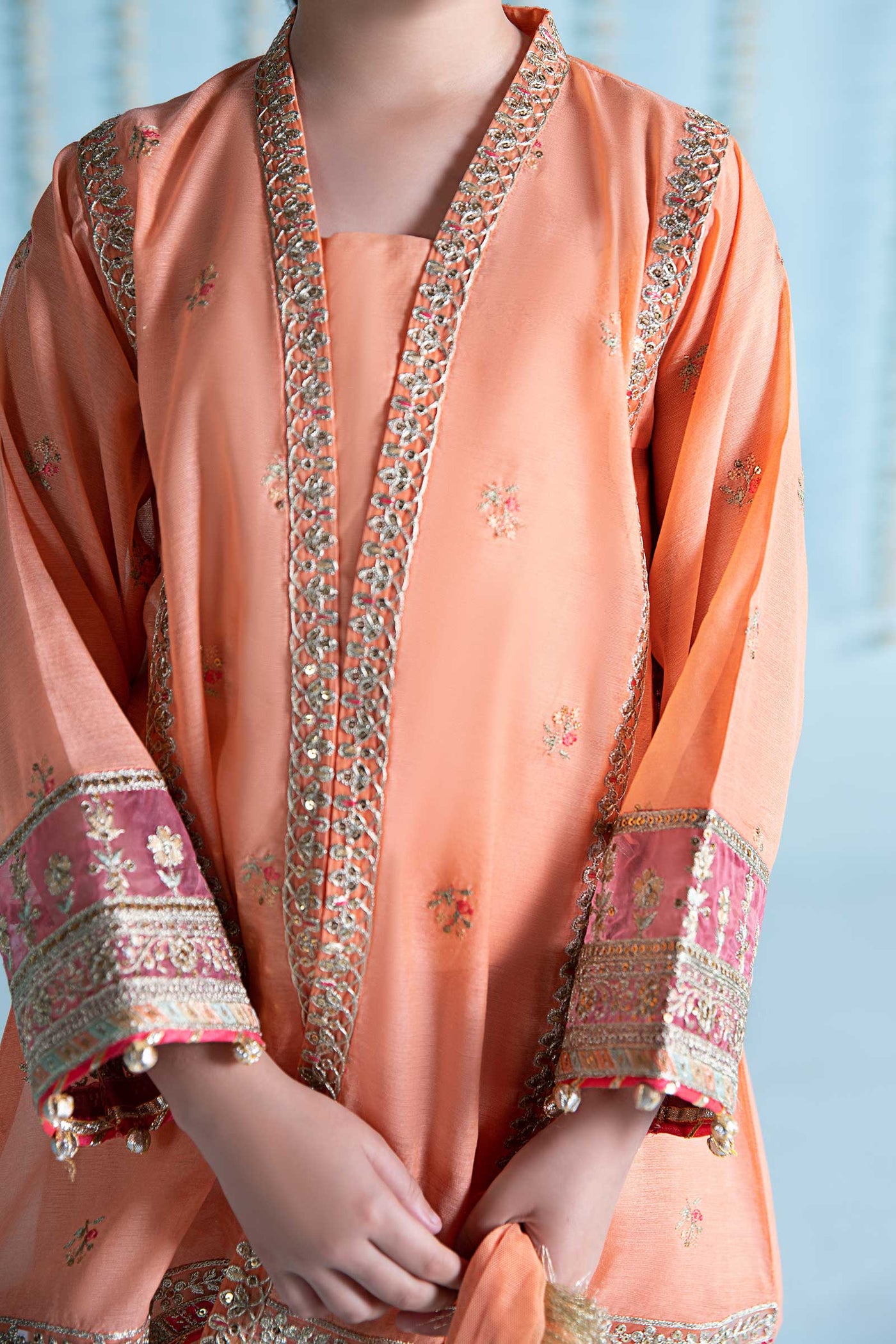 3 Piece Embroidered Paper Cotton Suit