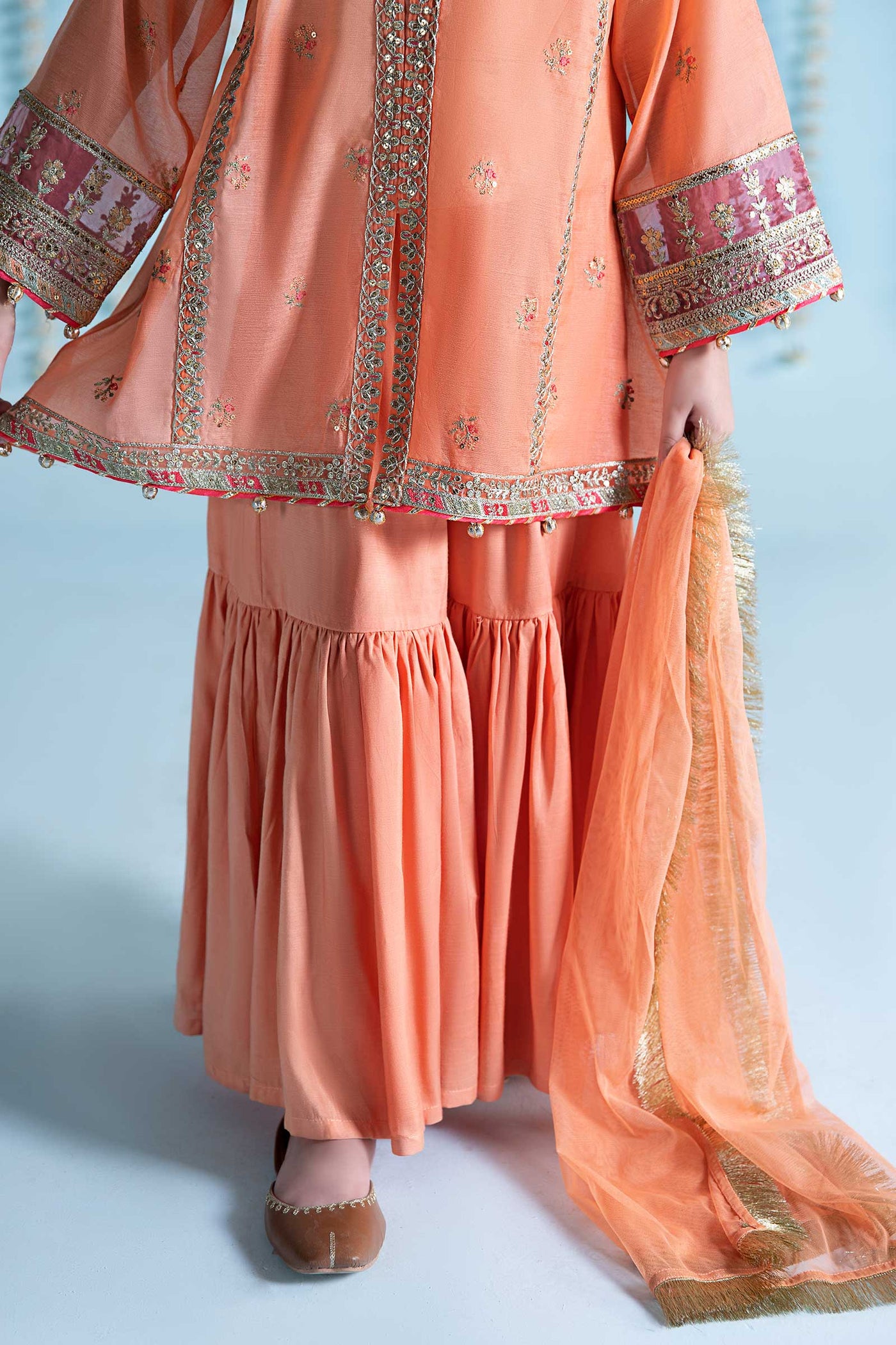 3 Piece Embroidered Paper Cotton Suit