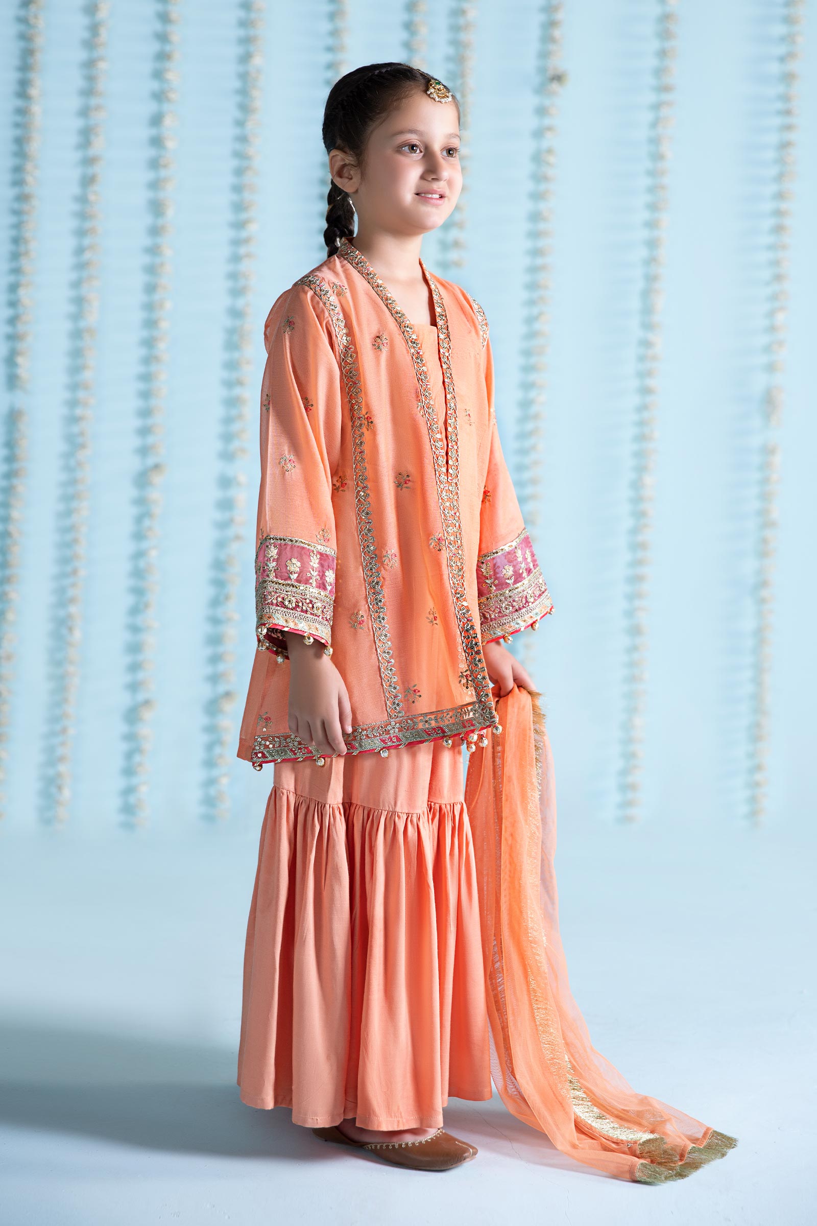 3 Piece Embroidered Paper Cotton Suit