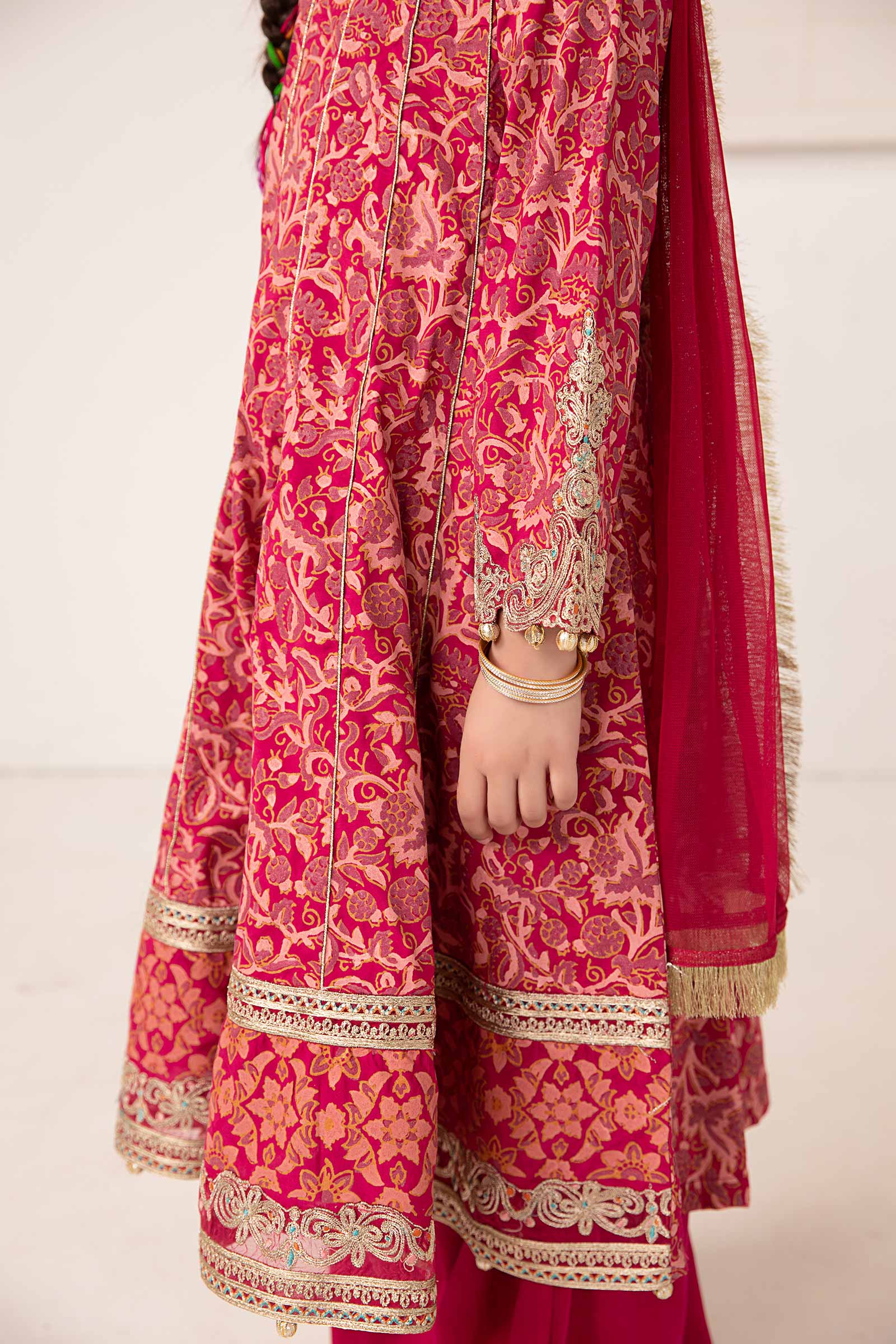 3 Piece Printed Raw Silk Suit