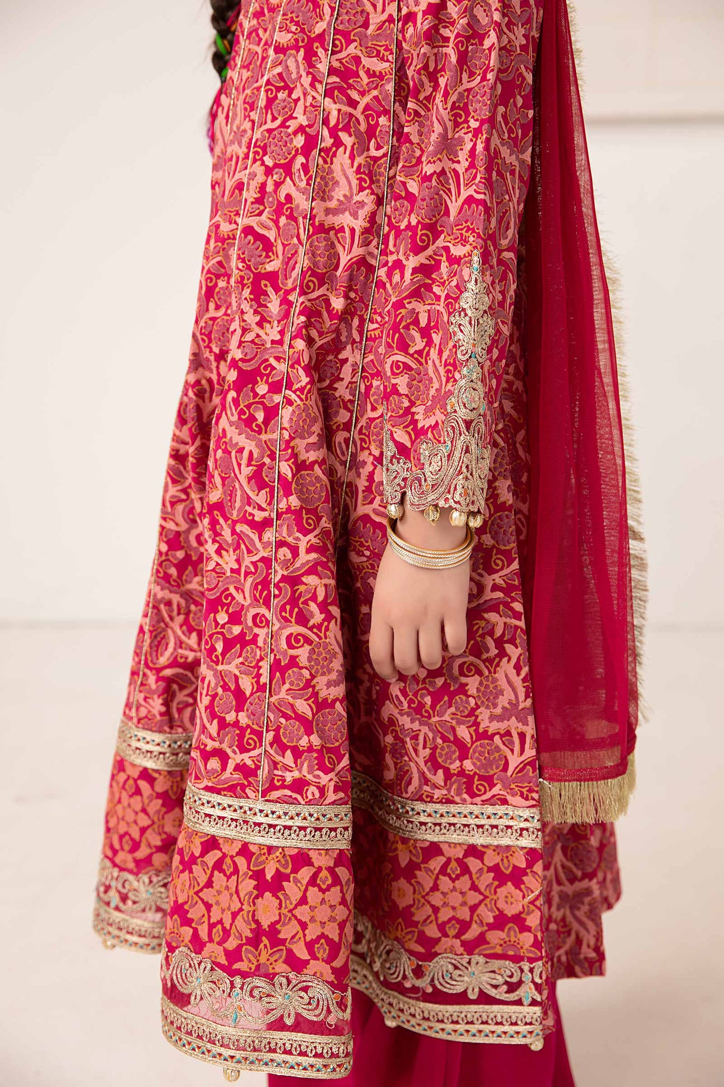 3 Piece Printed Raw Silk Suit