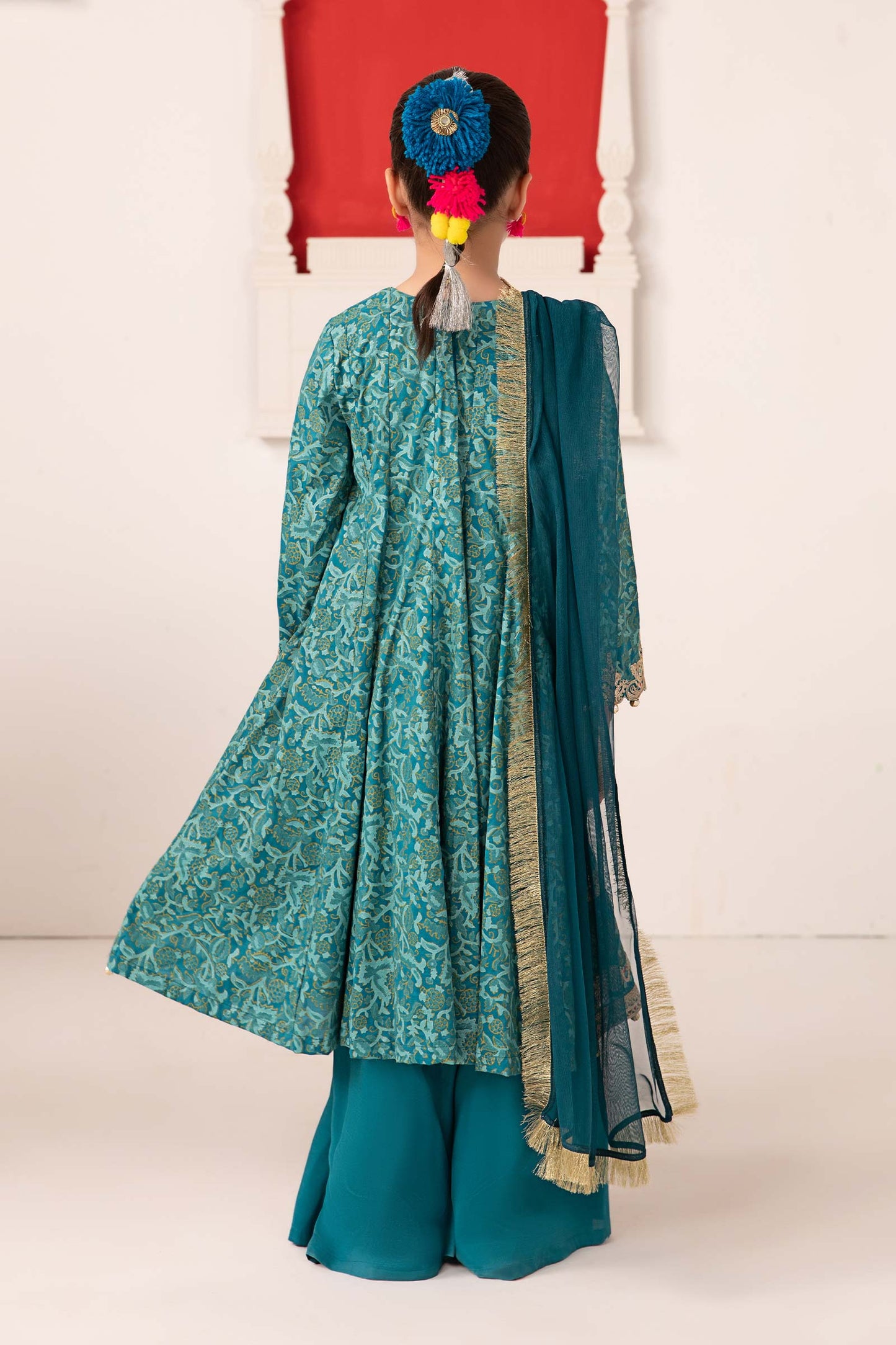 3 Piece Printed Raw Silk Suit