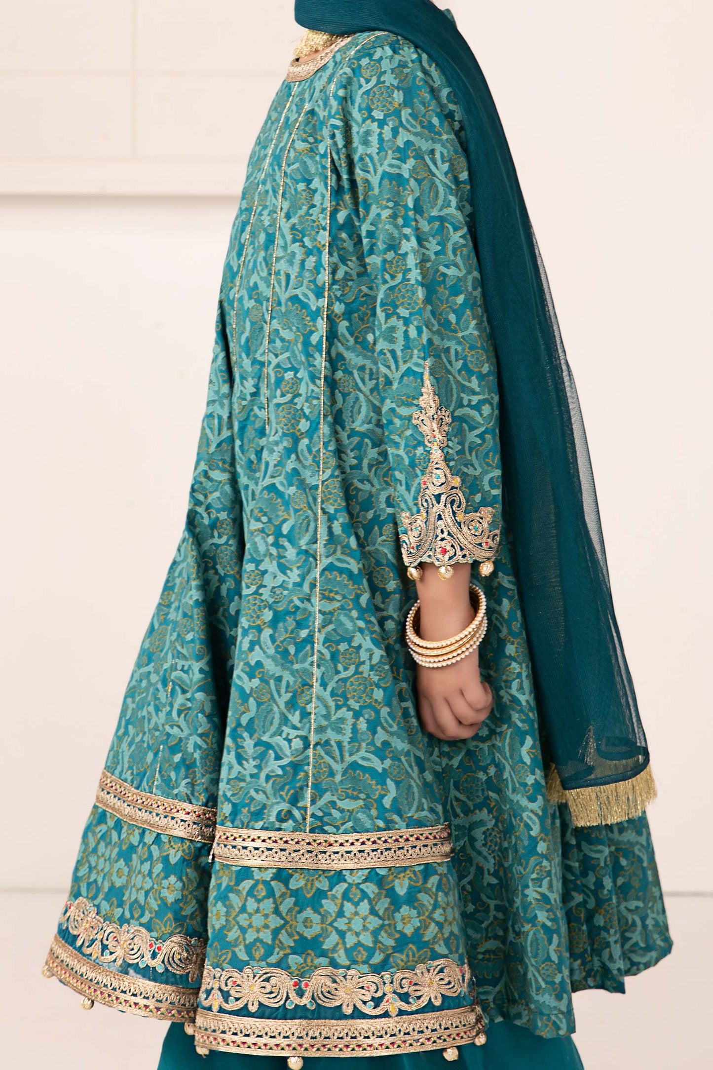 3 Piece Printed Raw Silk Suit