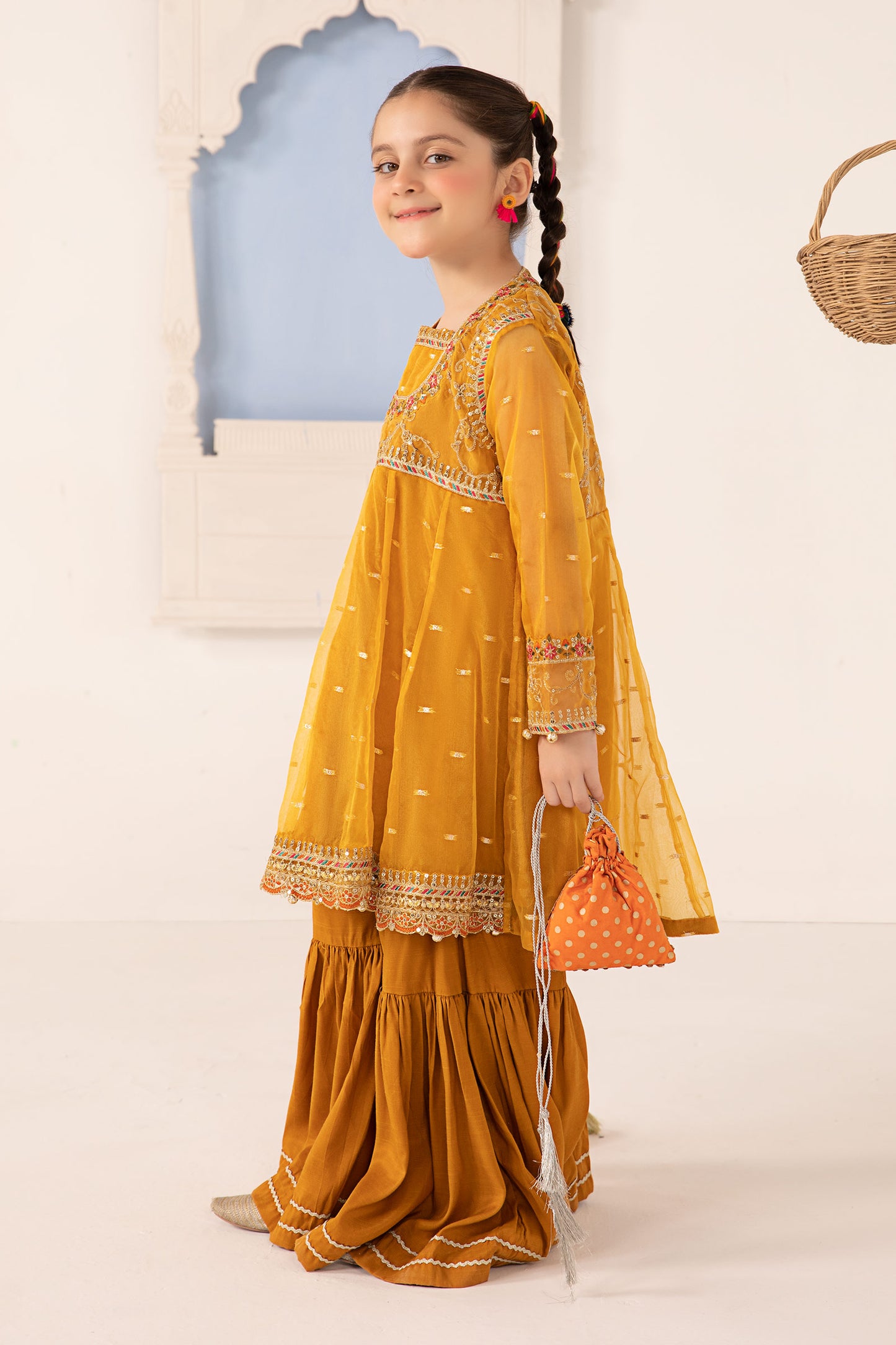 3 Piece Embroidered Lurex Organza Suit