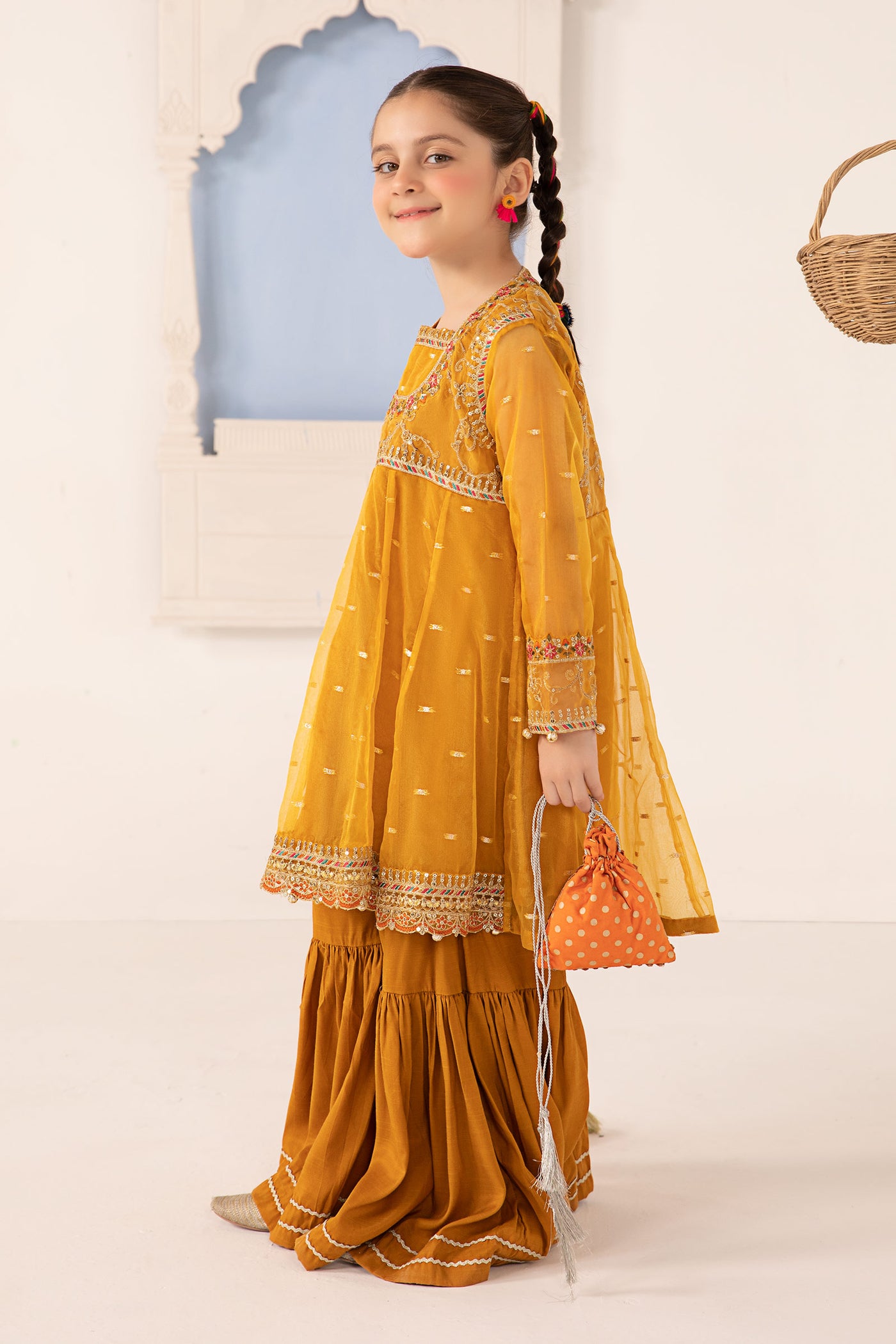 3 Piece Embroidered Lurex Organza Suit