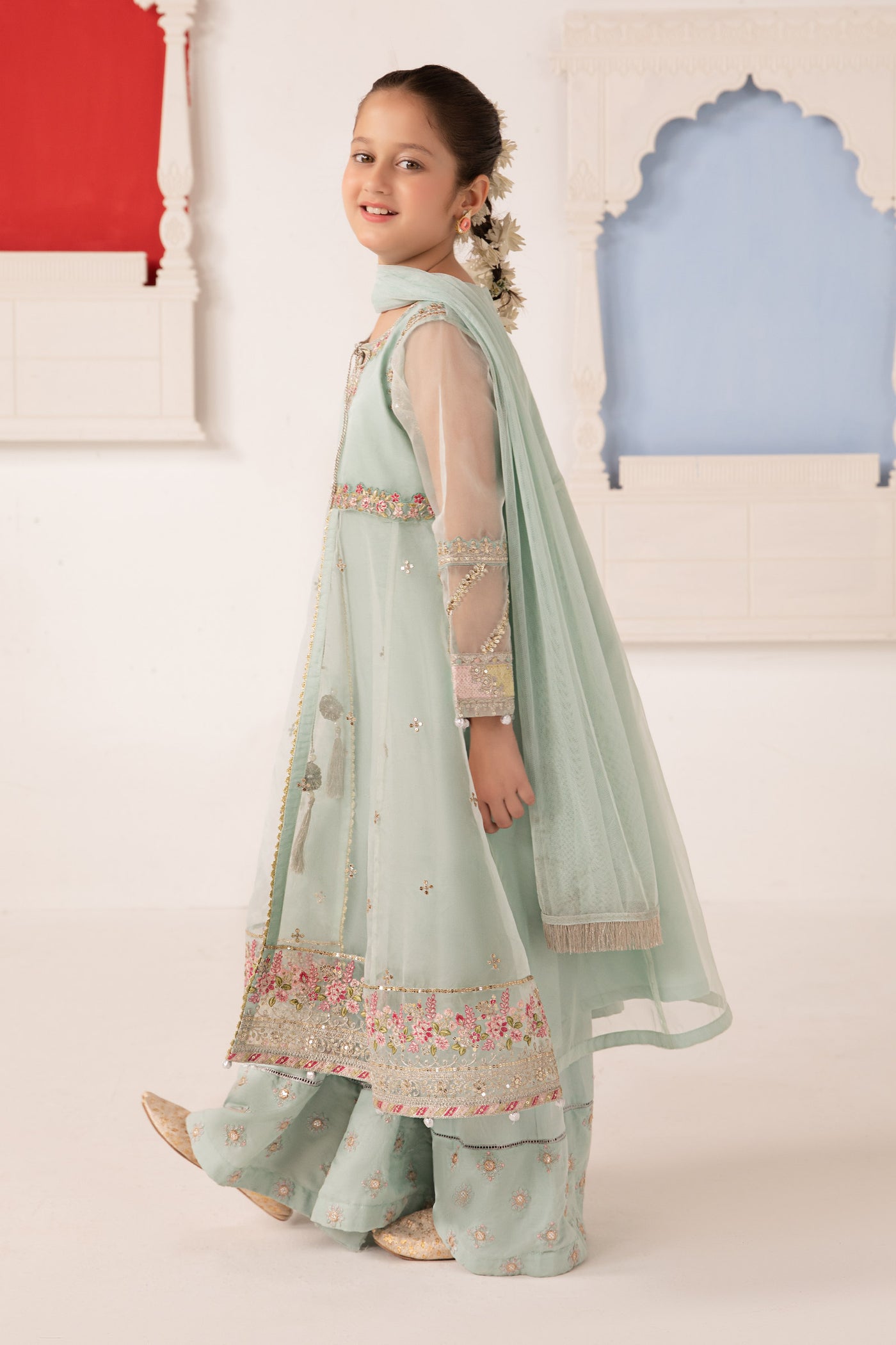 3 Piece Embroidered Organza Suit