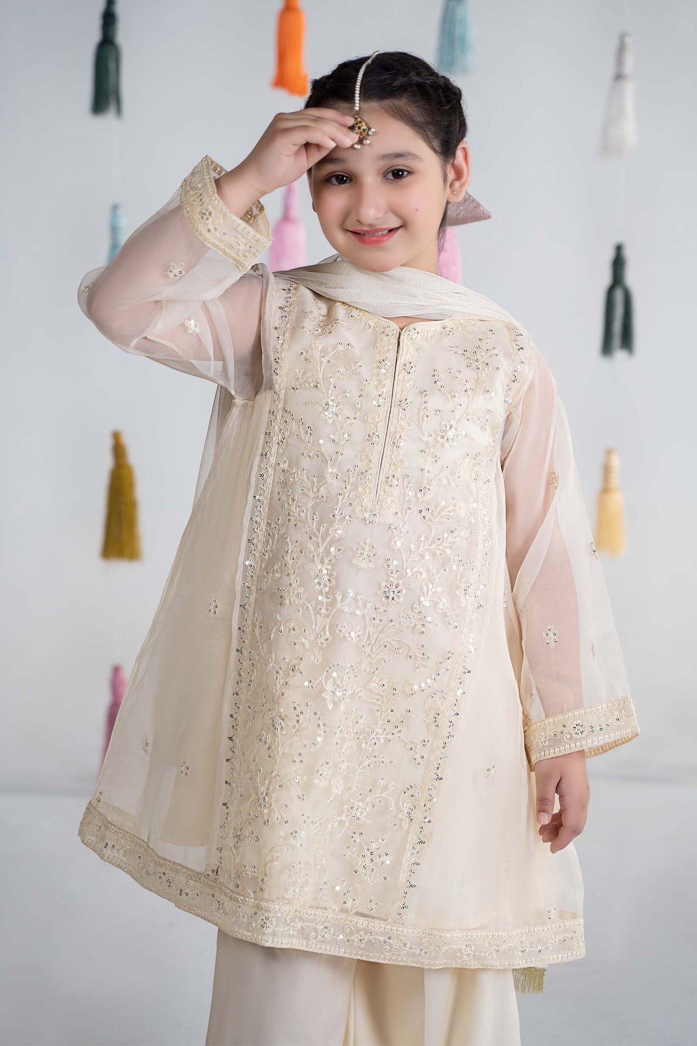 3 Piece Embroidered Organza Suit