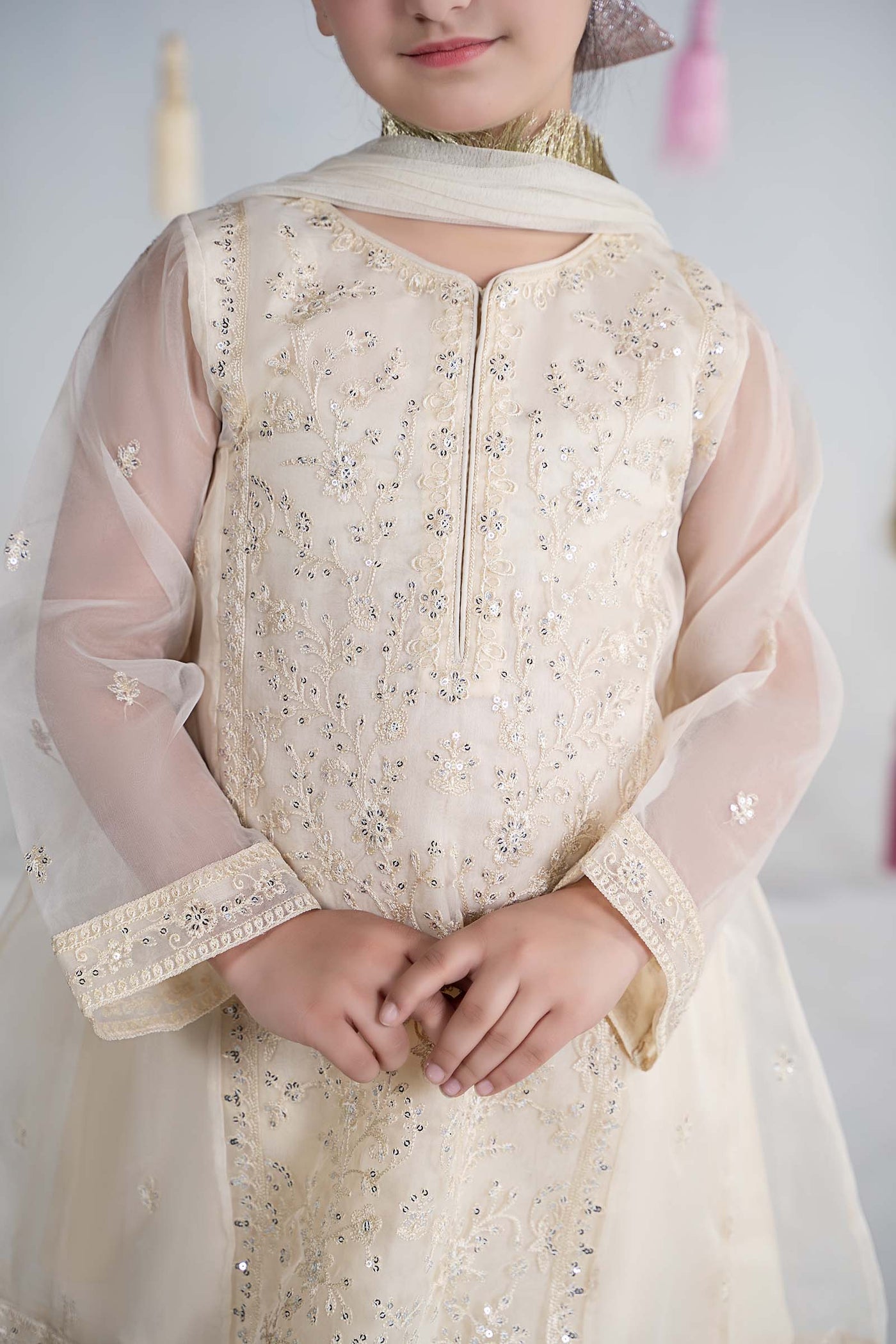 3 Piece Embroidered Organza Suit