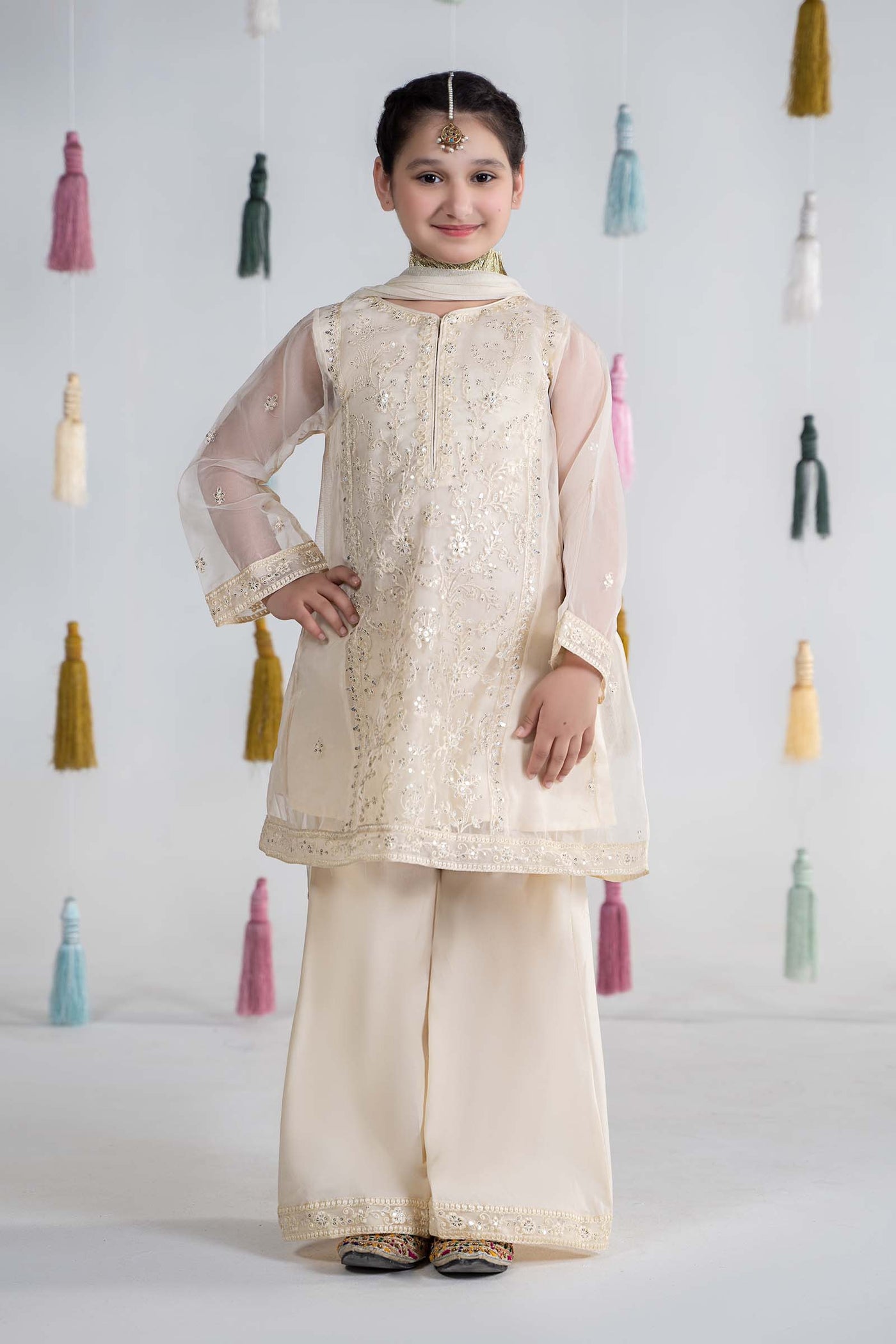 3 Piece Embroidered Organza Suit