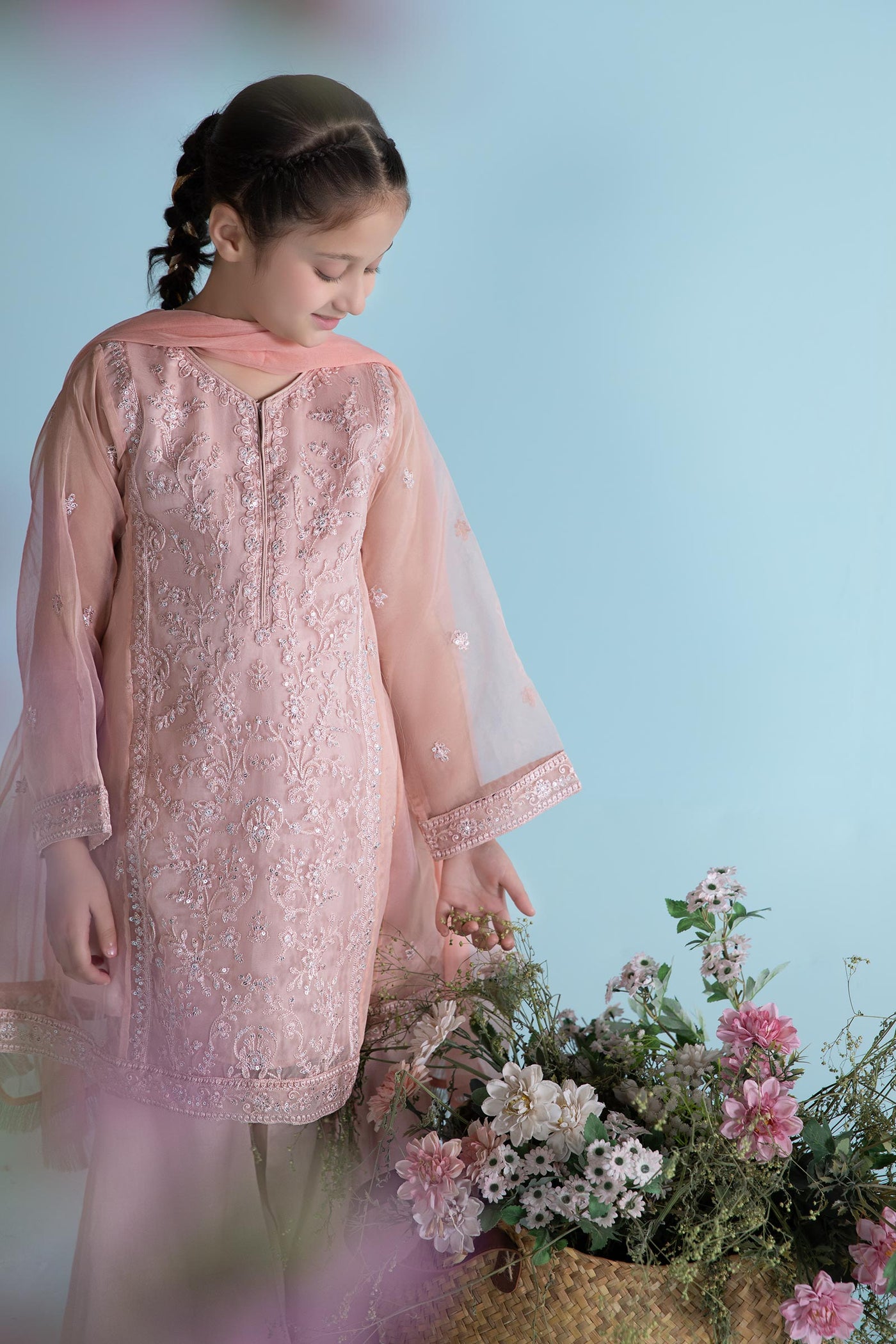 3 Piece Embroidered Organza Suit