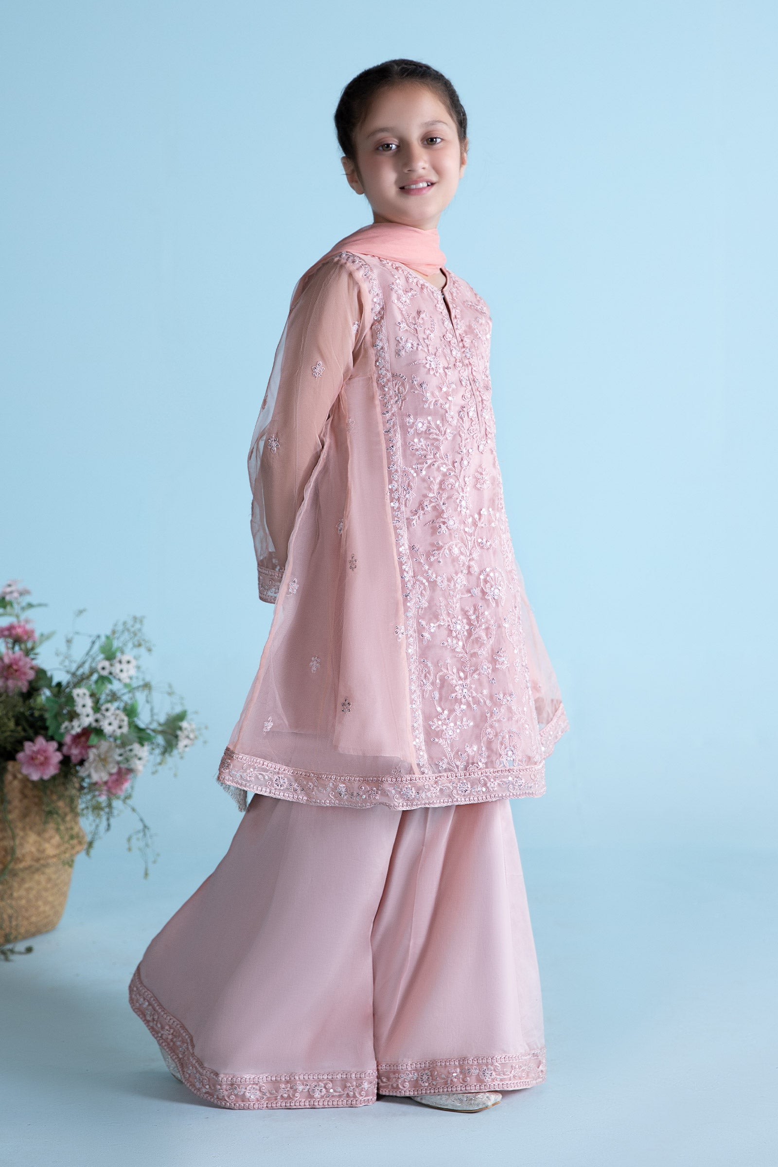 3 Piece Embroidered Organza Suit