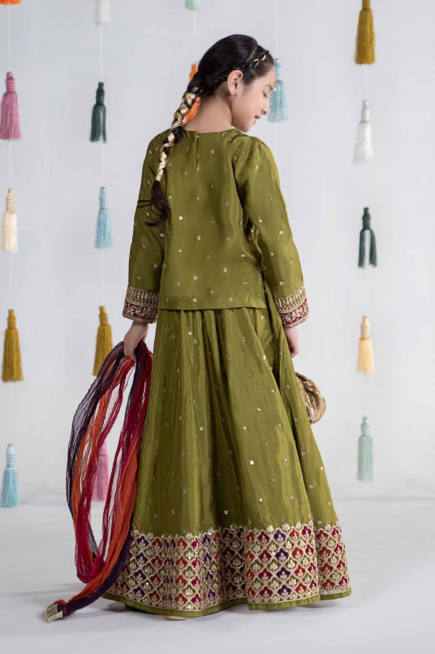 3 Piece Embroidered Bamber Raw Silk Suit
