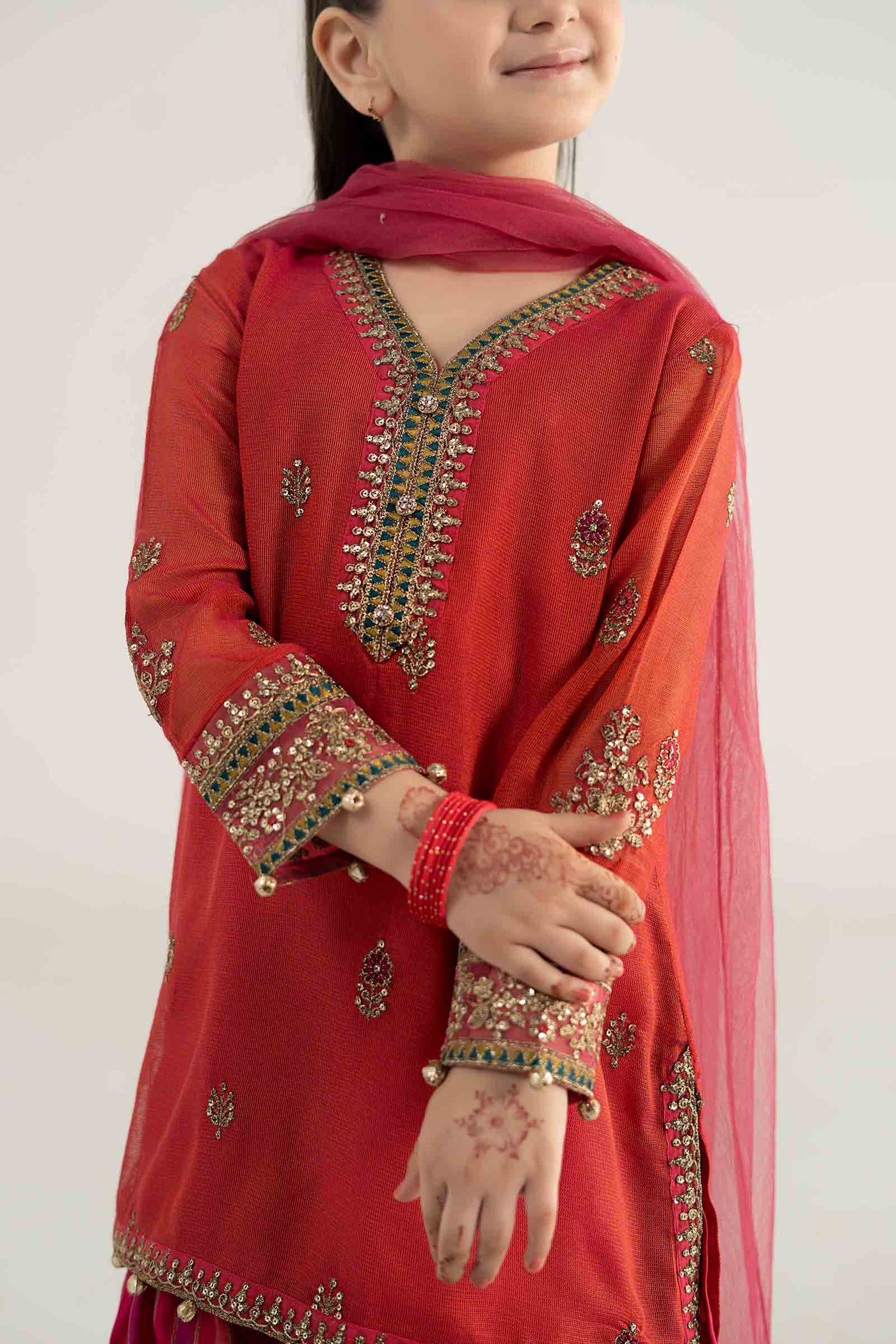 3 Piece Embroidered Khadi Net Suit