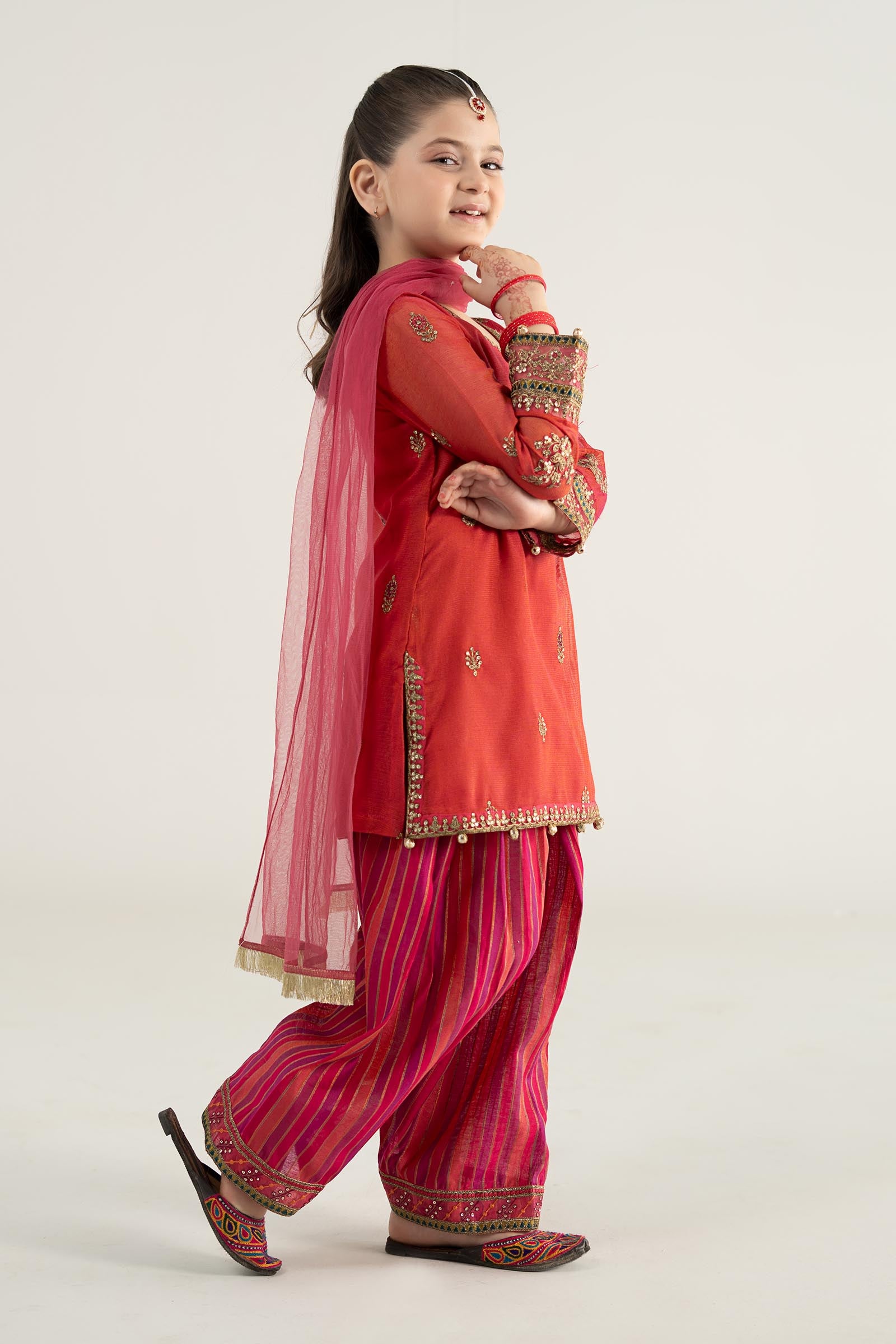 3 Piece Embroidered Khadi Net Suit