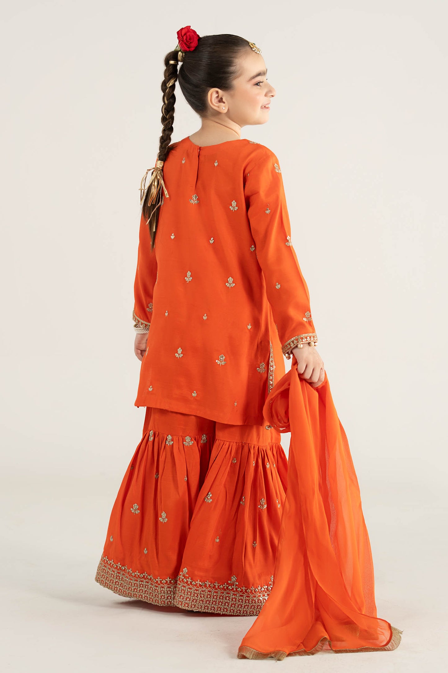 3 Piece Embroidered Raw Silk Suit