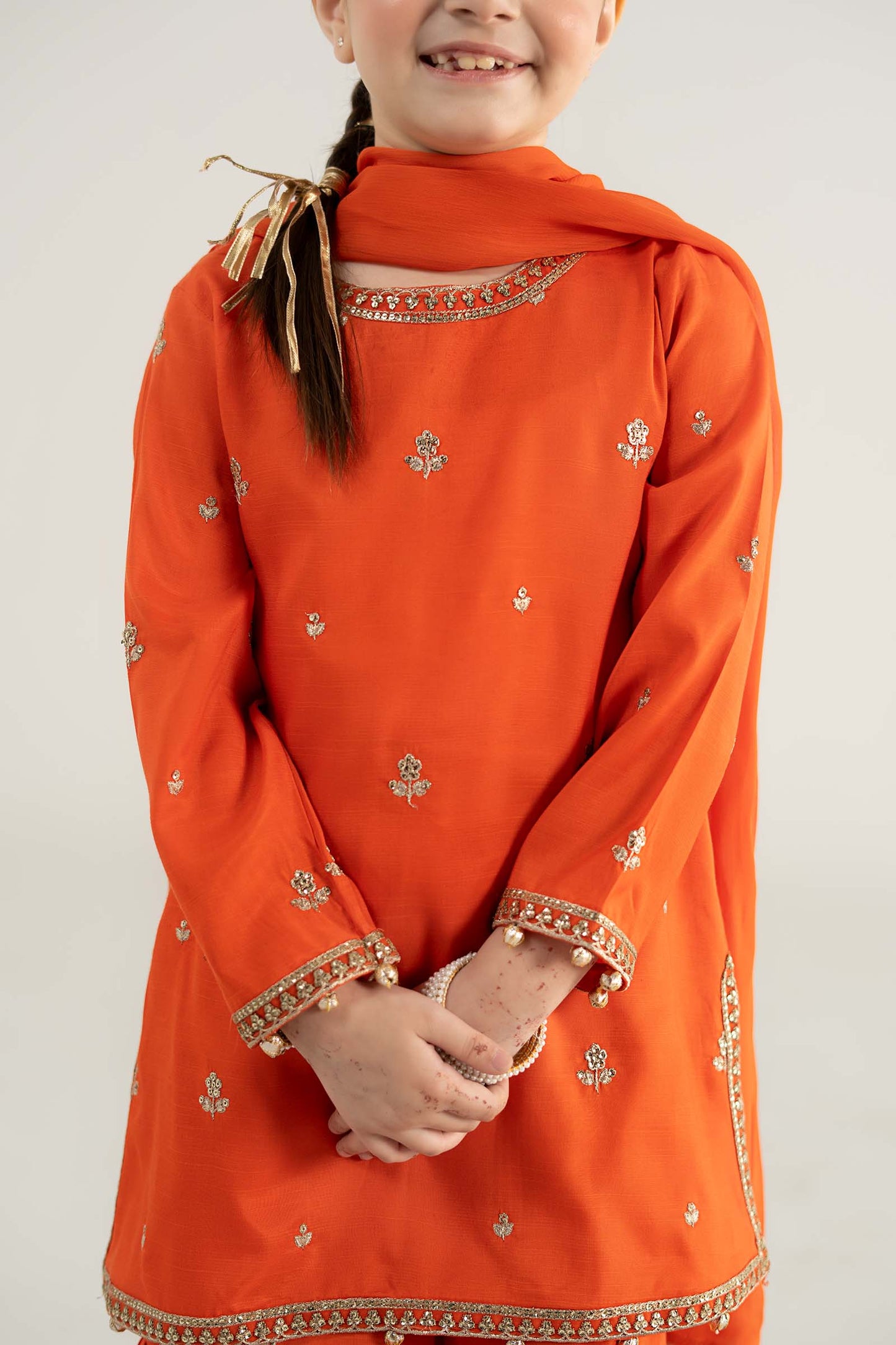 3 Piece Embroidered Raw Silk Suit