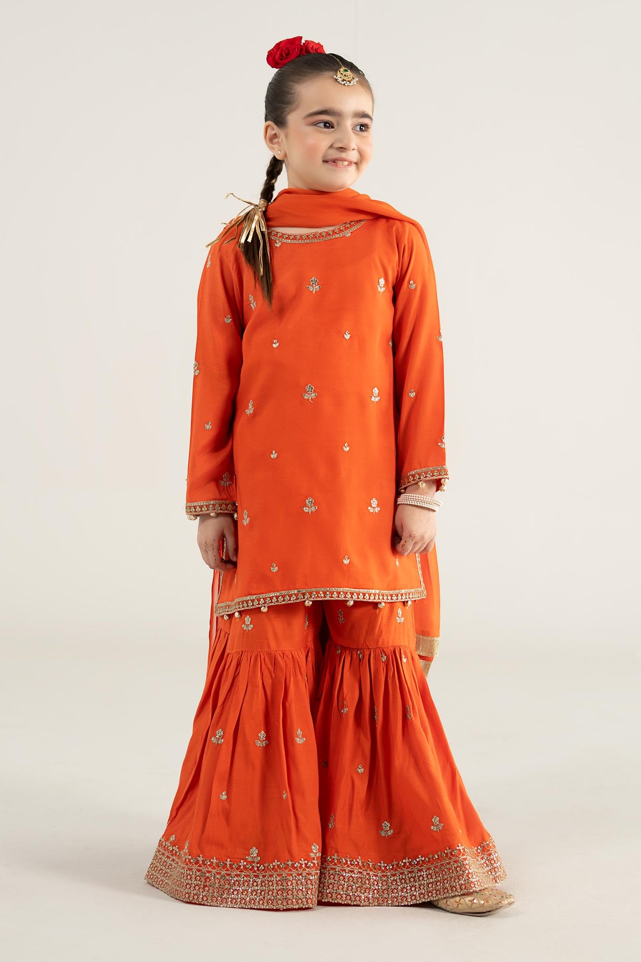 3 Piece Embroidered Raw Silk Suit
