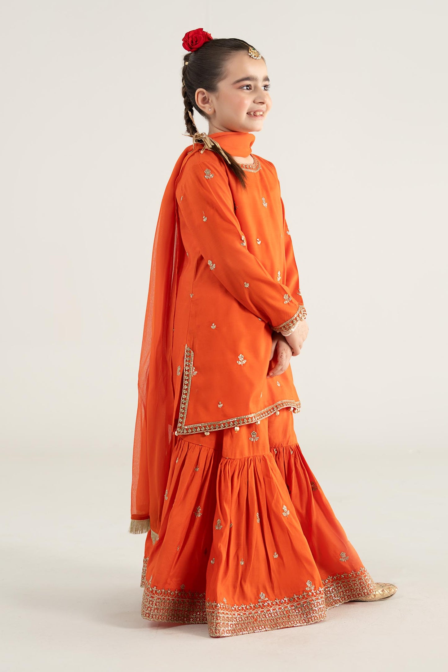 3 Piece Embroidered Raw Silk Suit
