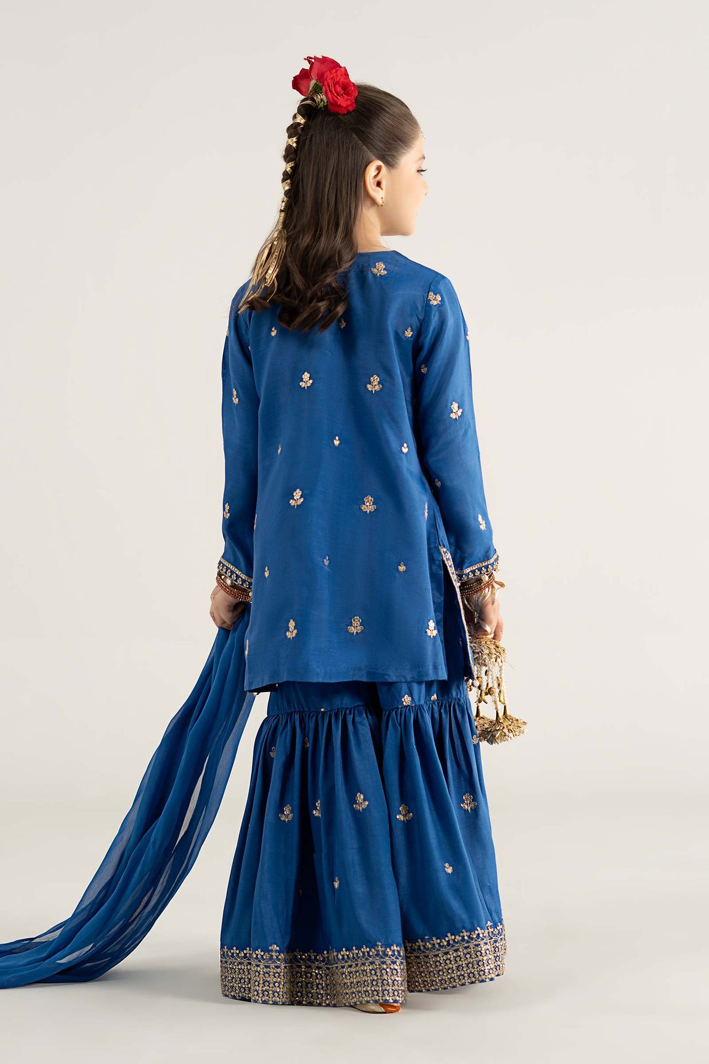 3 Piece Embroidered Raw Silk Suit | MKS-EA25-30