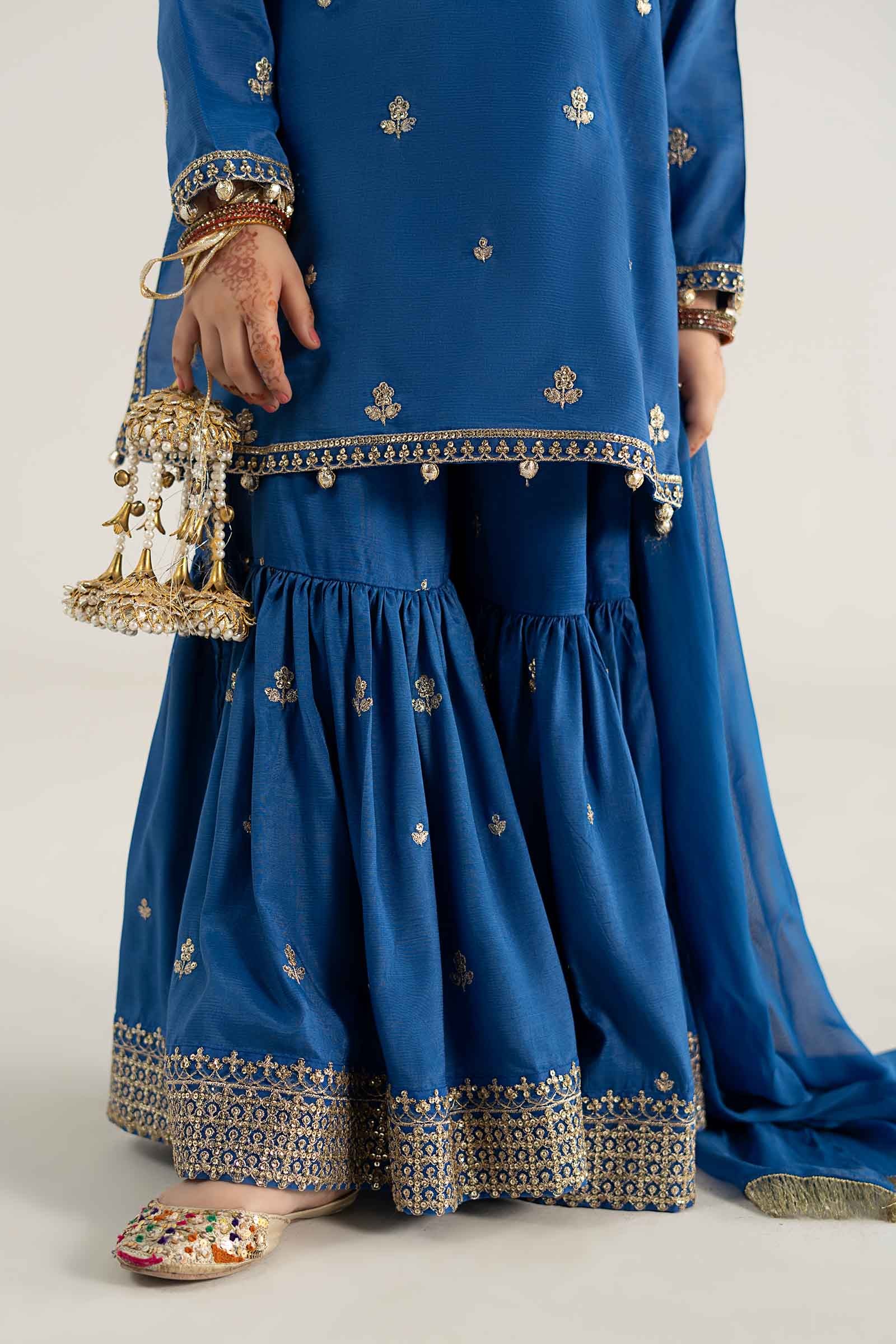 3 Piece Embroidered Raw Silk Suit