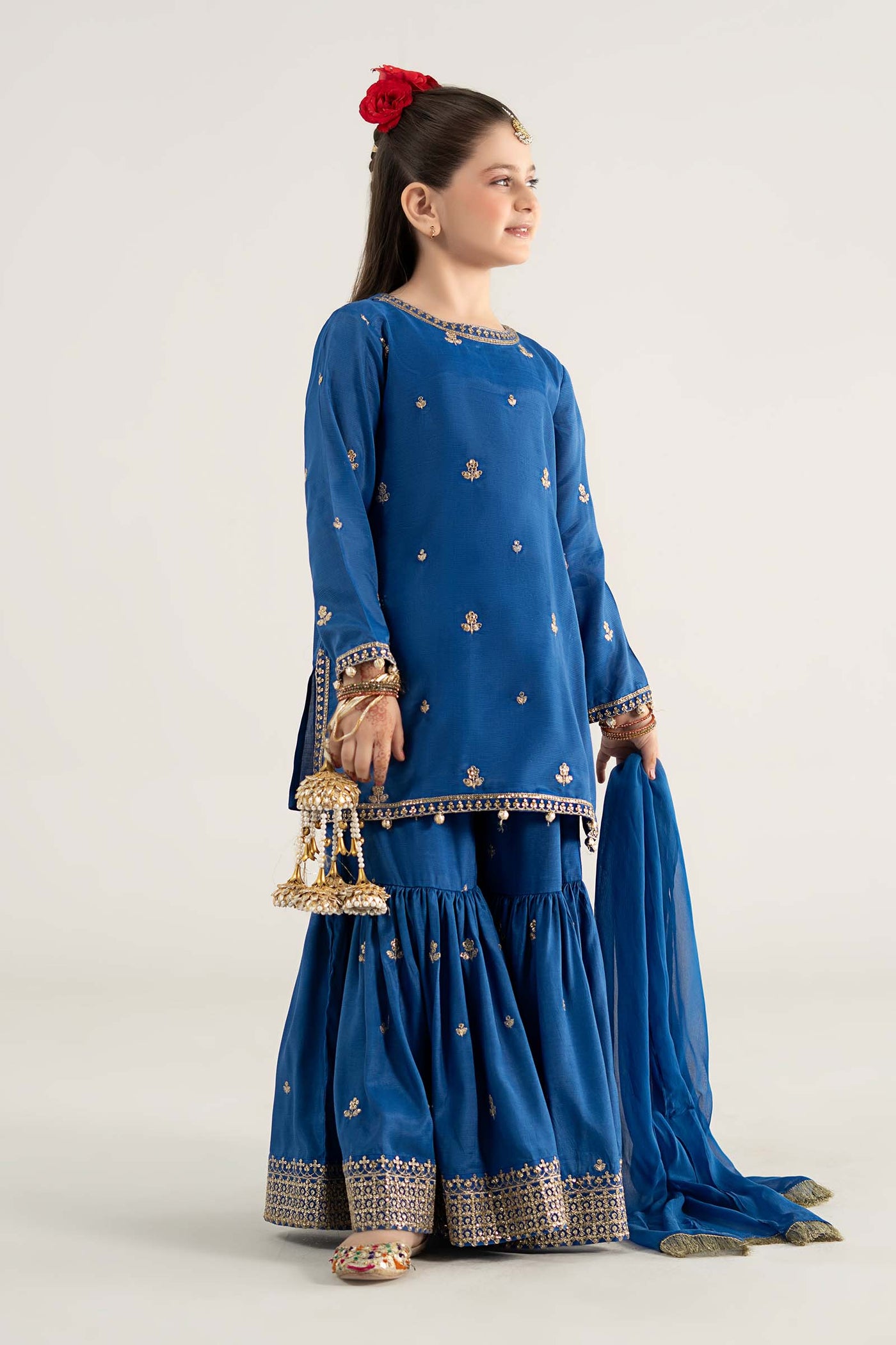 3 Piece Embroidered Raw Silk Suit | MKS-EA25-30