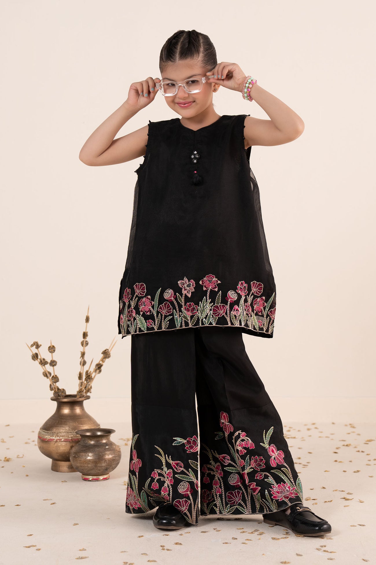 2 Piece Embroidered Organza Suit