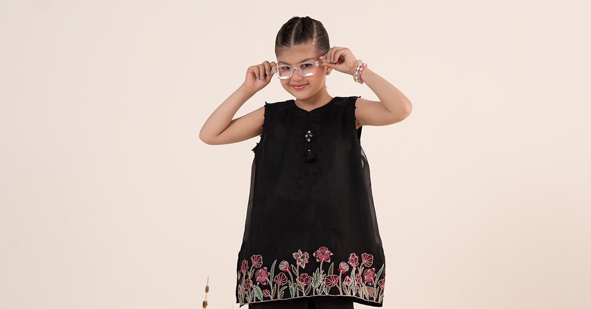 2 Piece Embroidered Organza Suit