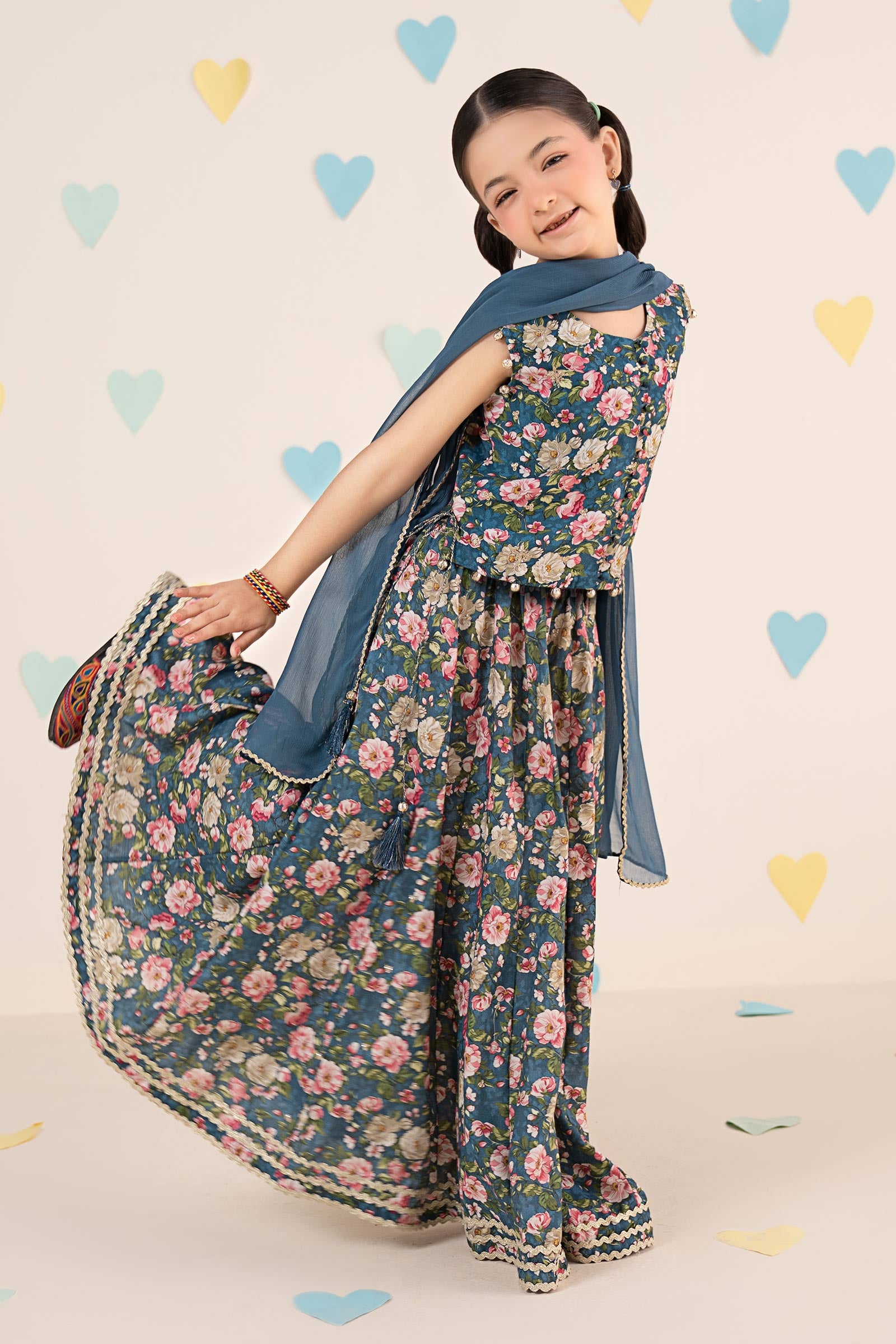 3 Piece Embroidered Raw Silk Suit