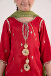 3 Piece Embroidered Raw Silk Suit