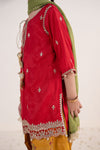 3 Piece Embroidered Raw Silk Suit