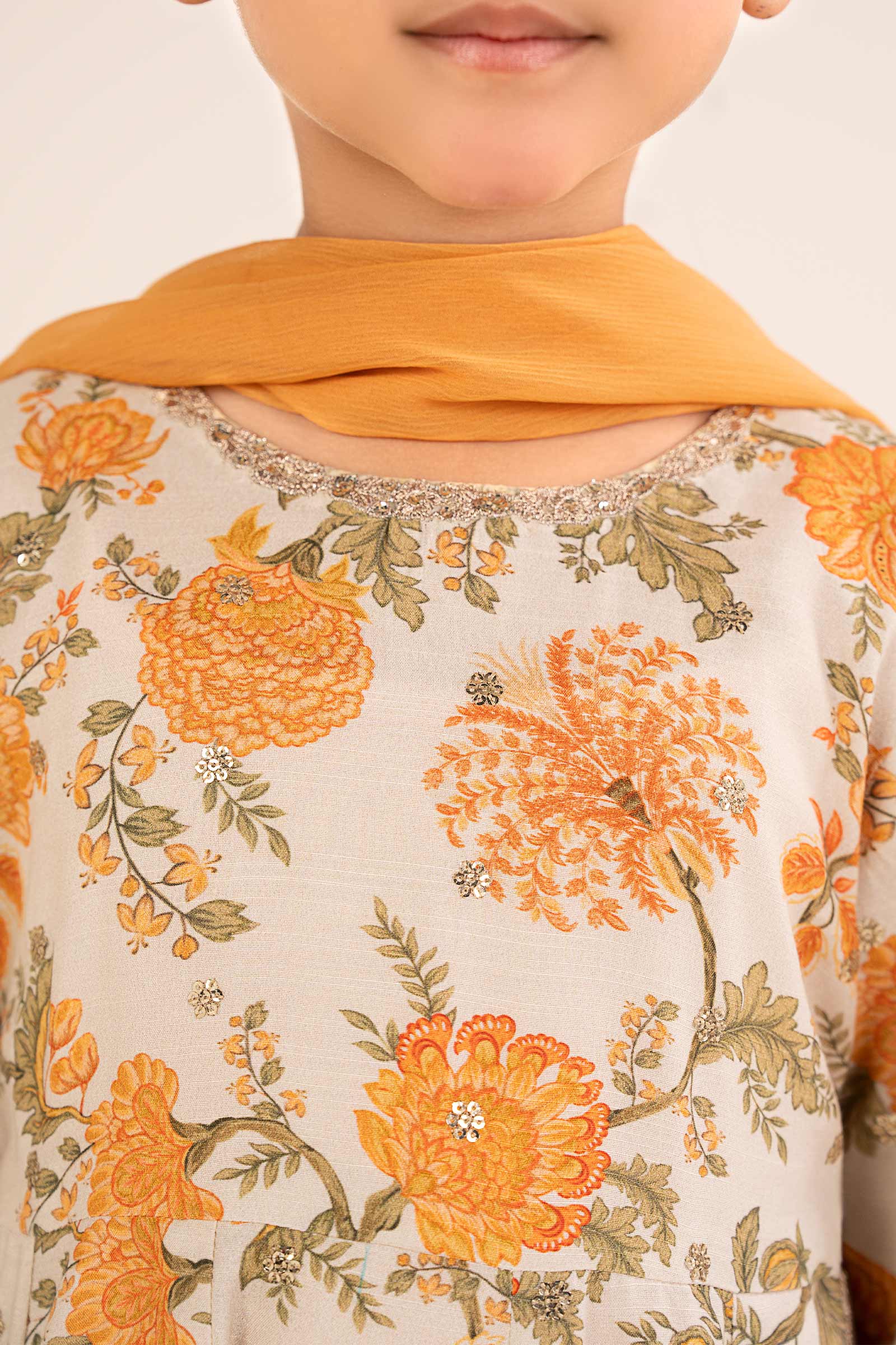 3 Piece Embroidered Raw Silk Suit