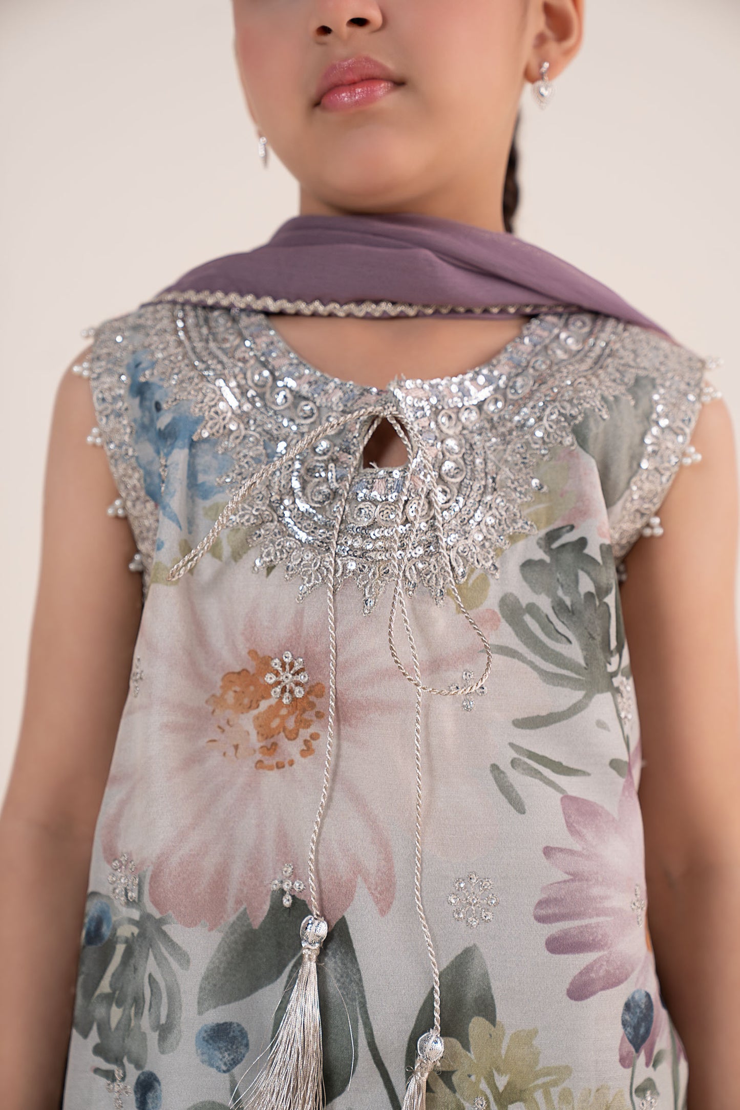 3 Piece Embroidered Paper Cotton Suit