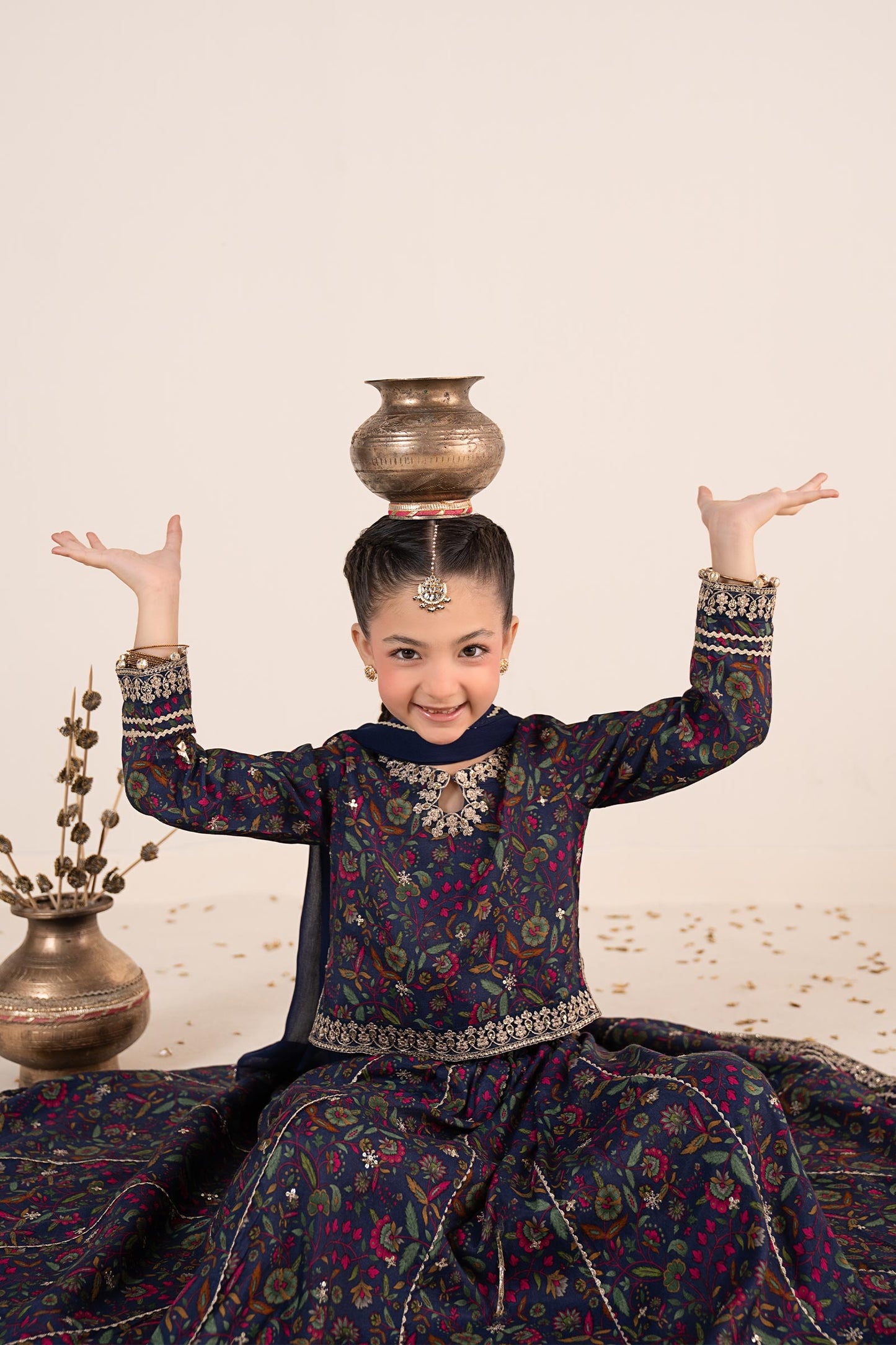 3 Piece Embroidered Raw Silk Suit